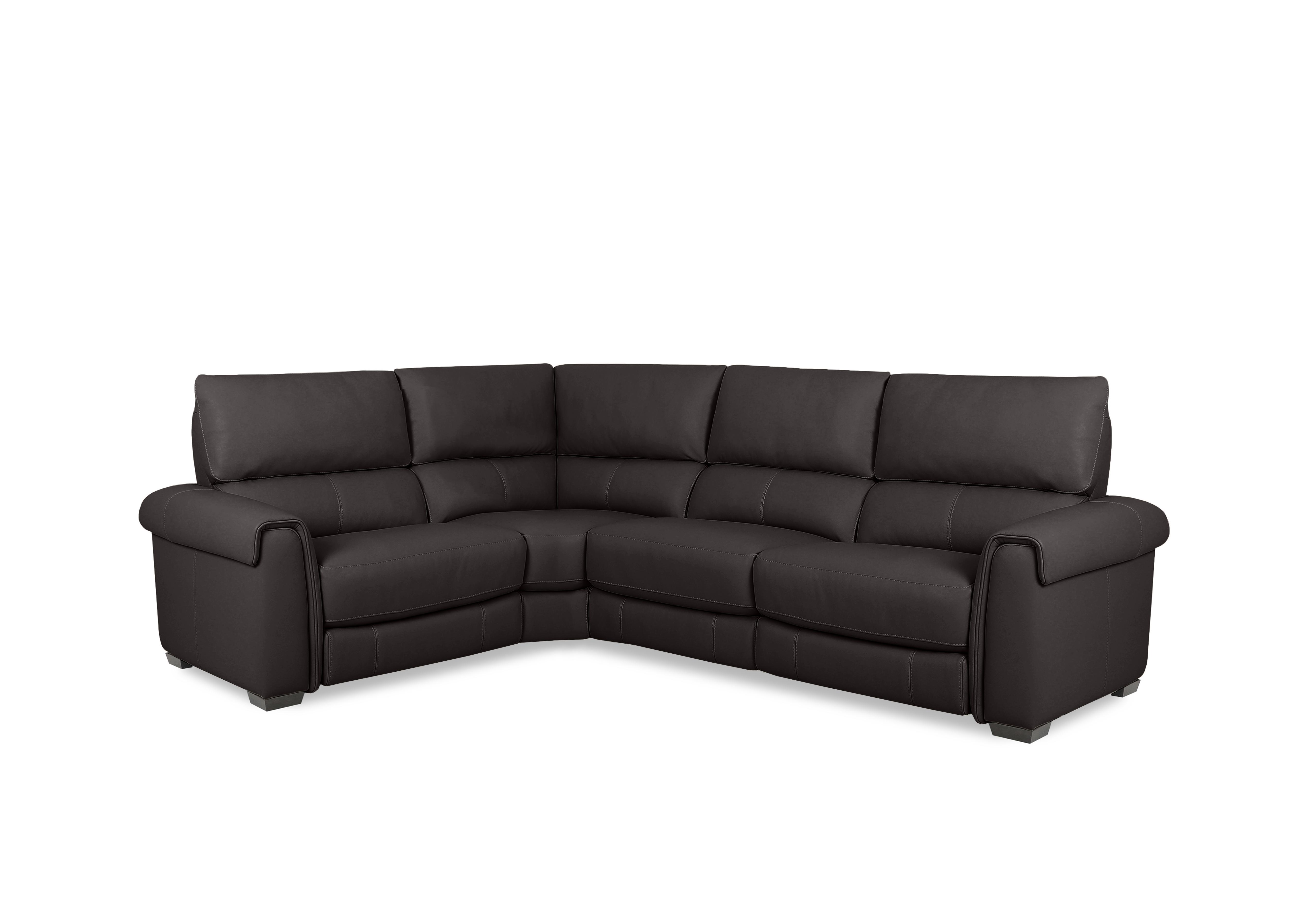 Nixon Leather Corner Sofa in An-727b Dark Brown on Furniture Village