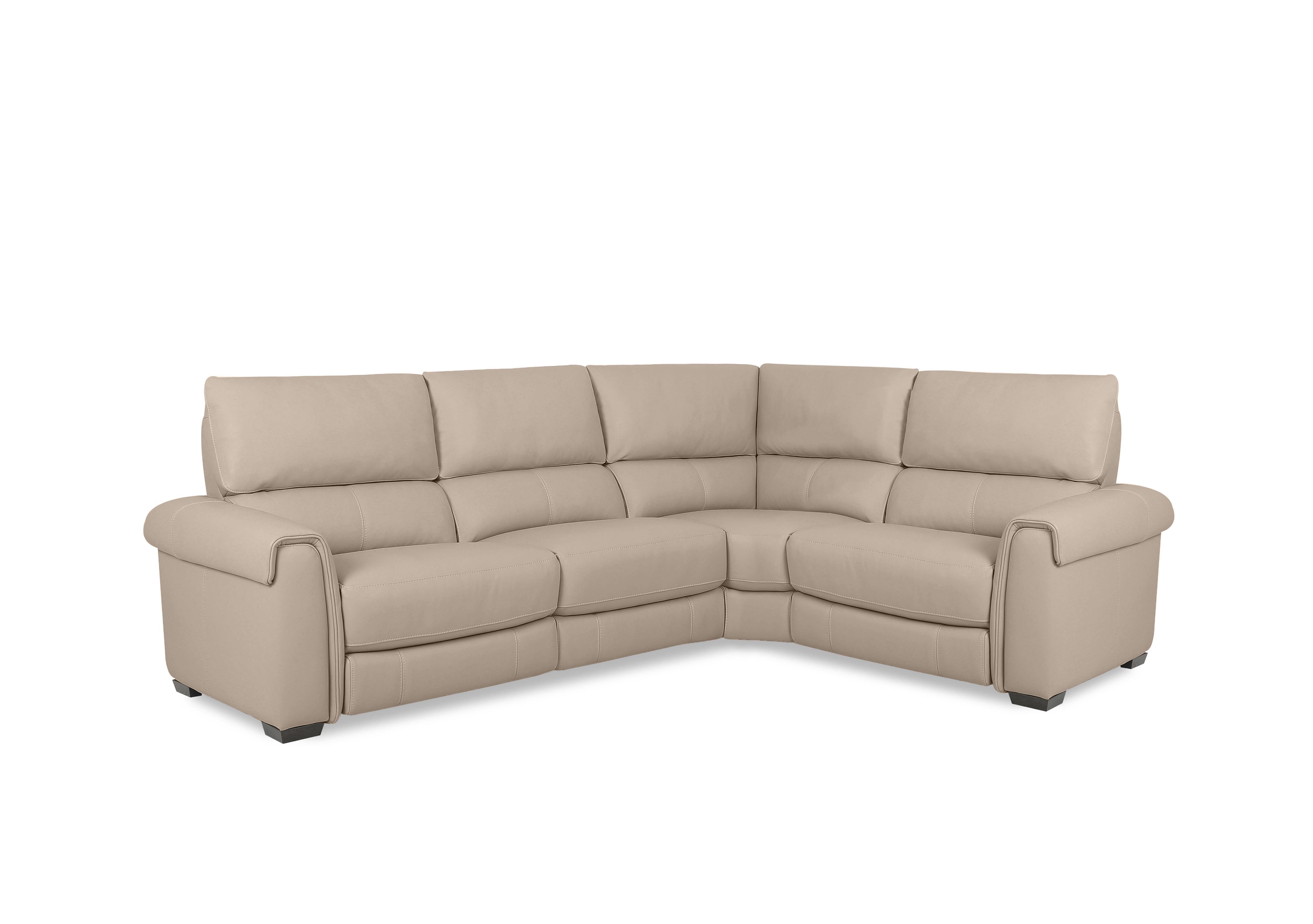 Nixon Leather Corner Sofa in Bv-039c Pebble on Furniture Village