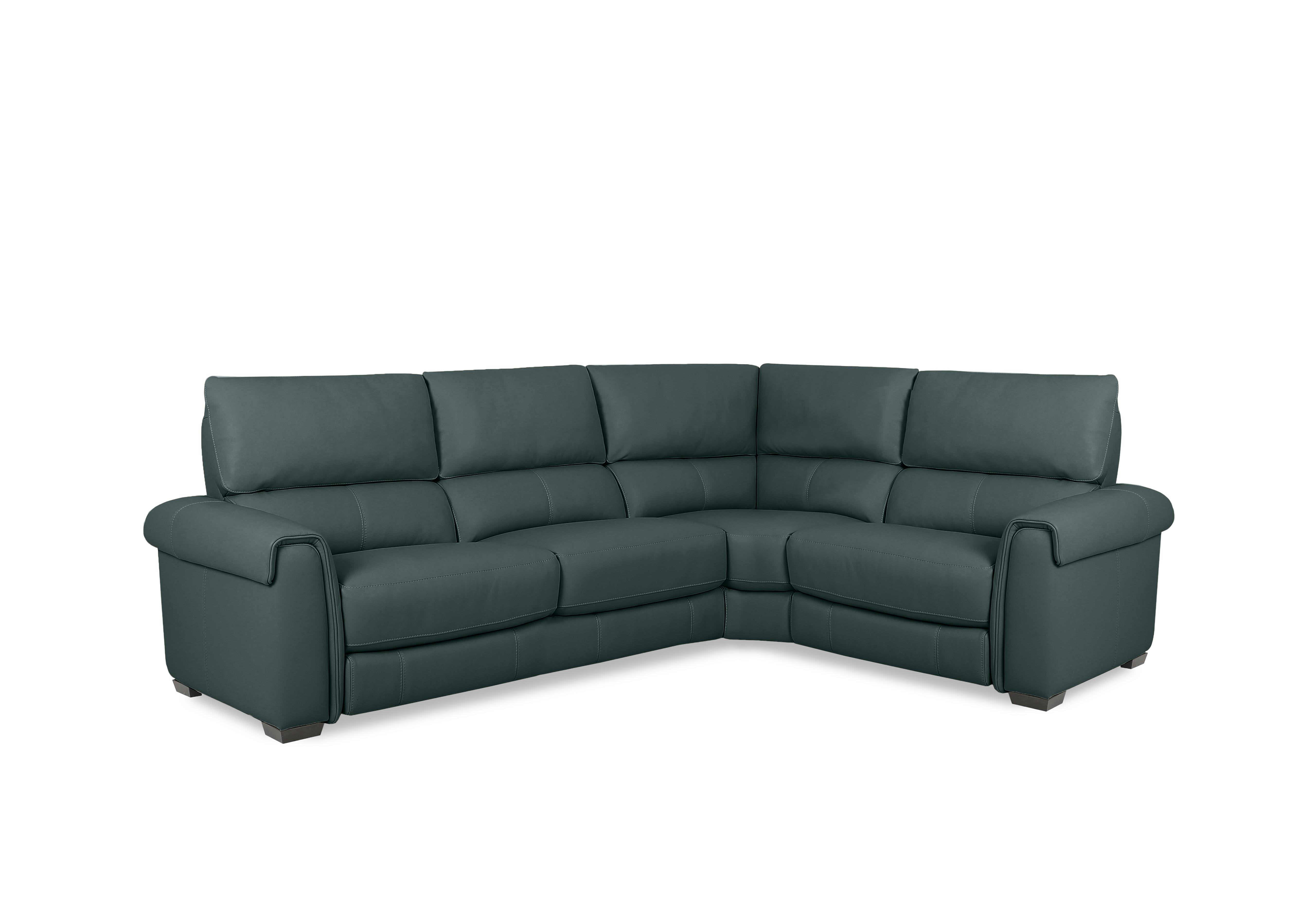 Nixon Leather Corner Sofa in Bv-301e Lake Green on Furniture Village