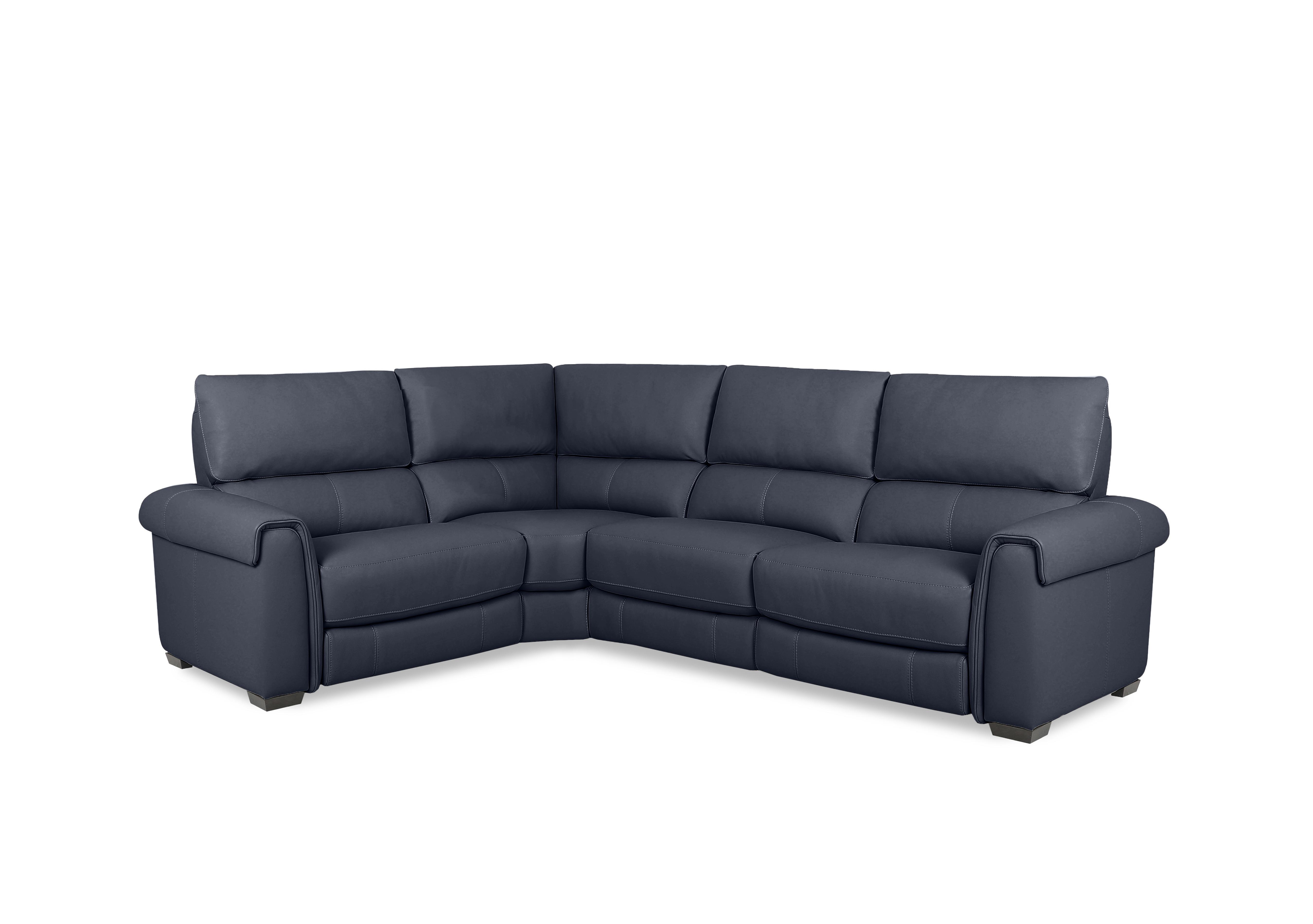 Nixon Leather Corner Sofa in Bv-313e Ocean Blue on Furniture Village