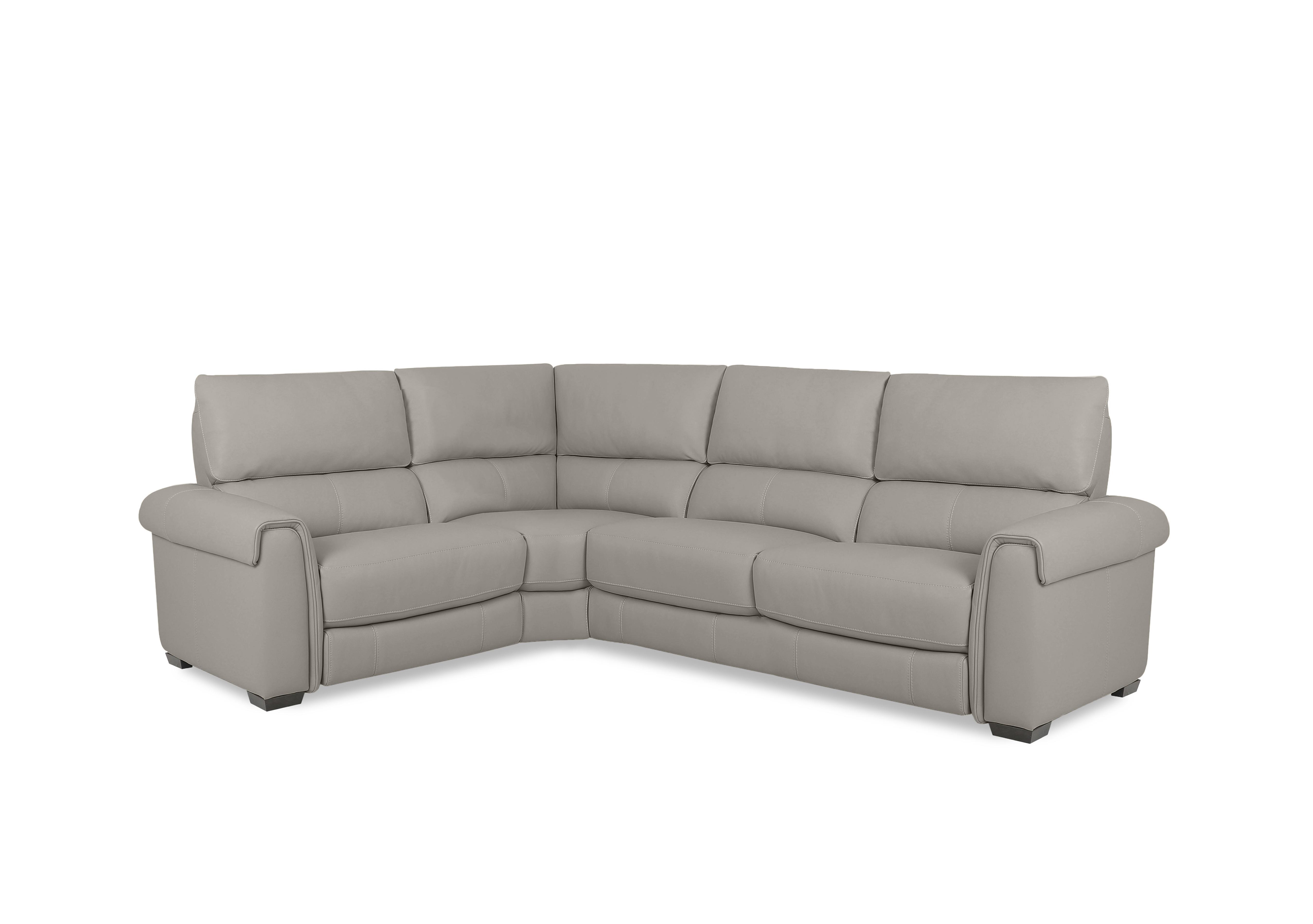 Nixon Leather Corner Sofa in Bv-946b Silver Grey on Furniture Village