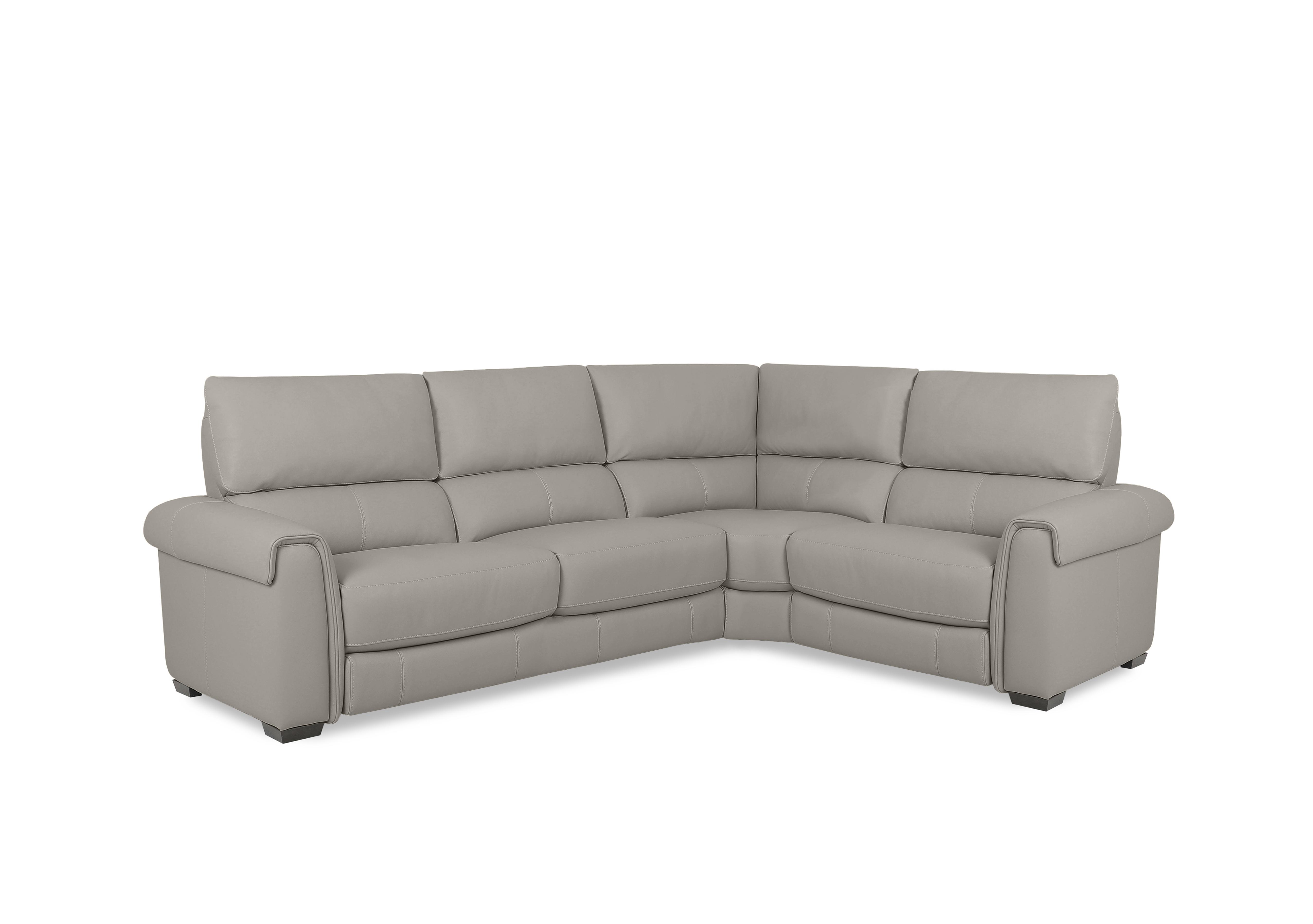 Nixon Leather Corner Sofa in Bv-946b Silver Grey on Furniture Village