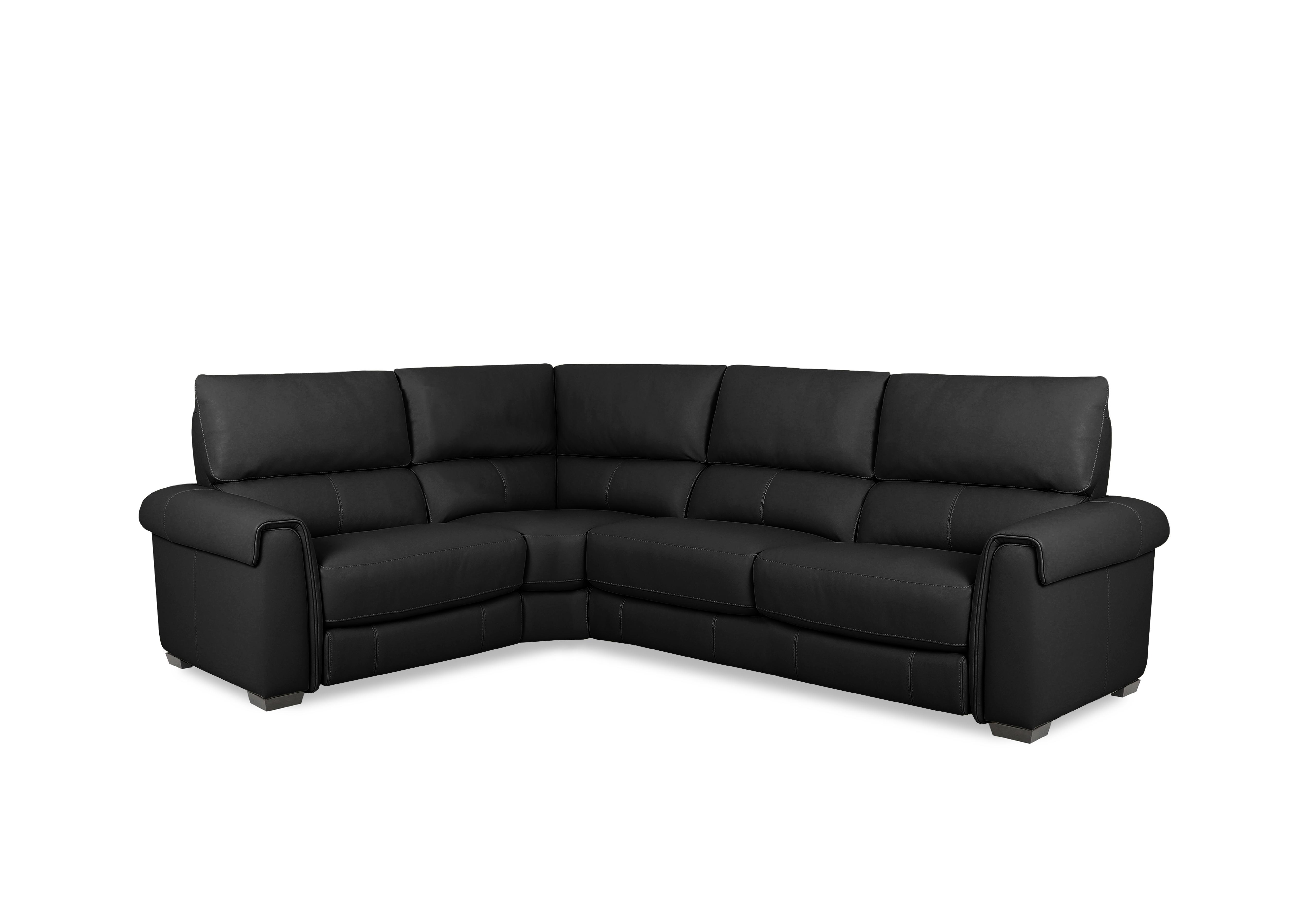 Nixon Leather Corner Sofa in Nc-023c Black on Furniture Village