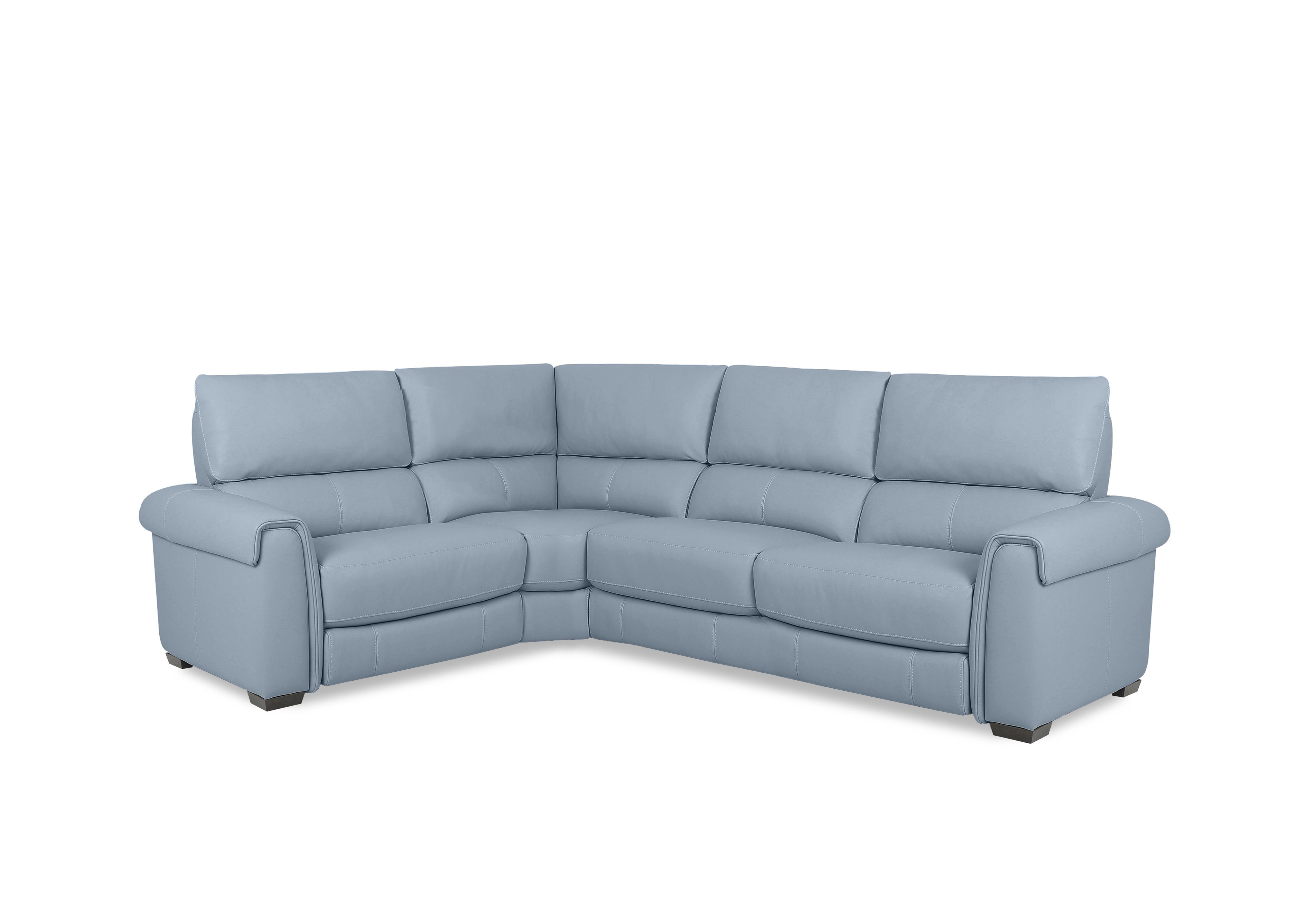 Nixon Leather Corner Sofa in Nc-026e Pearl Blue on Furniture Village