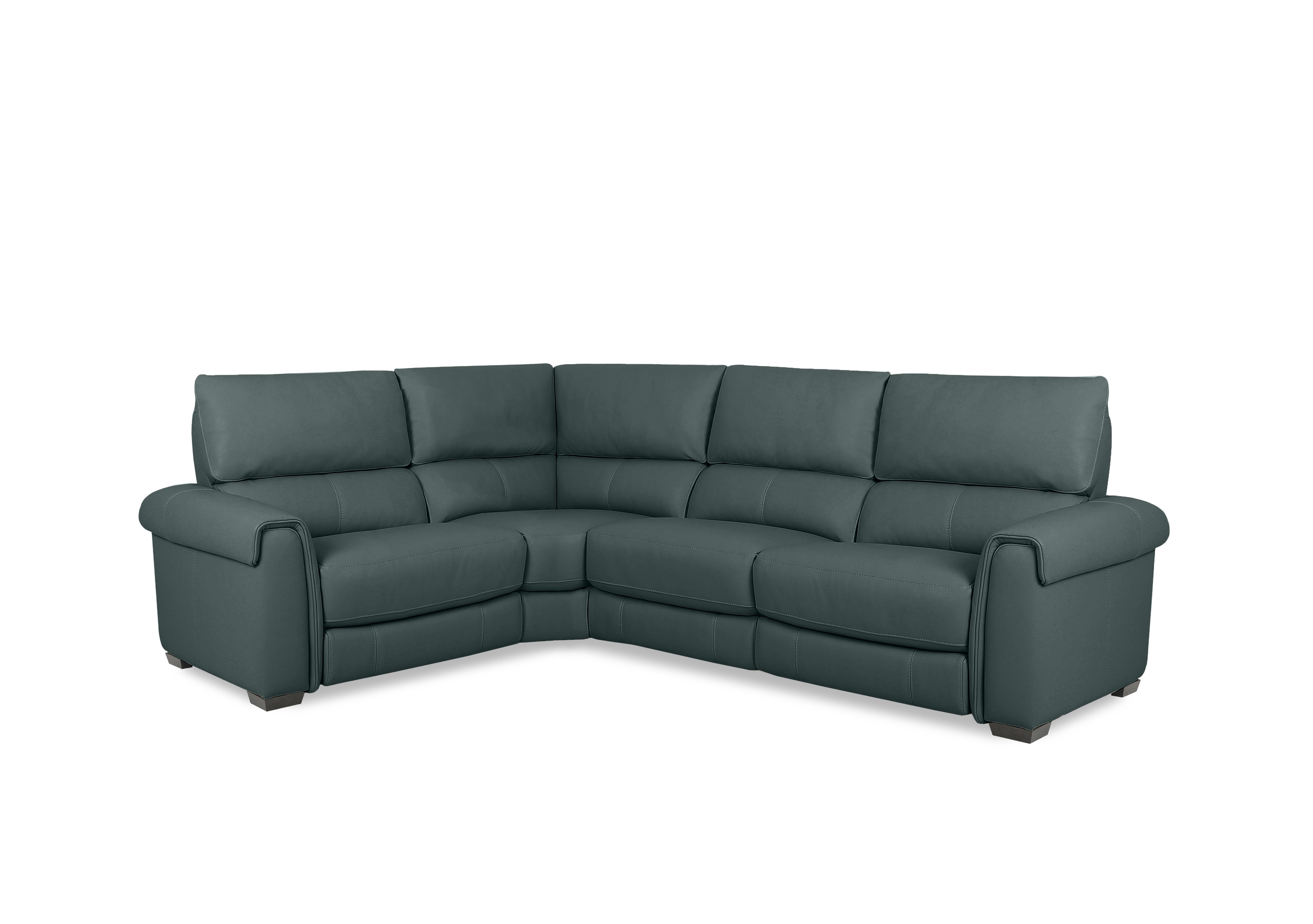 Nixon Leather Corner Sofa in Nc-301e Lake Green on Furniture Village