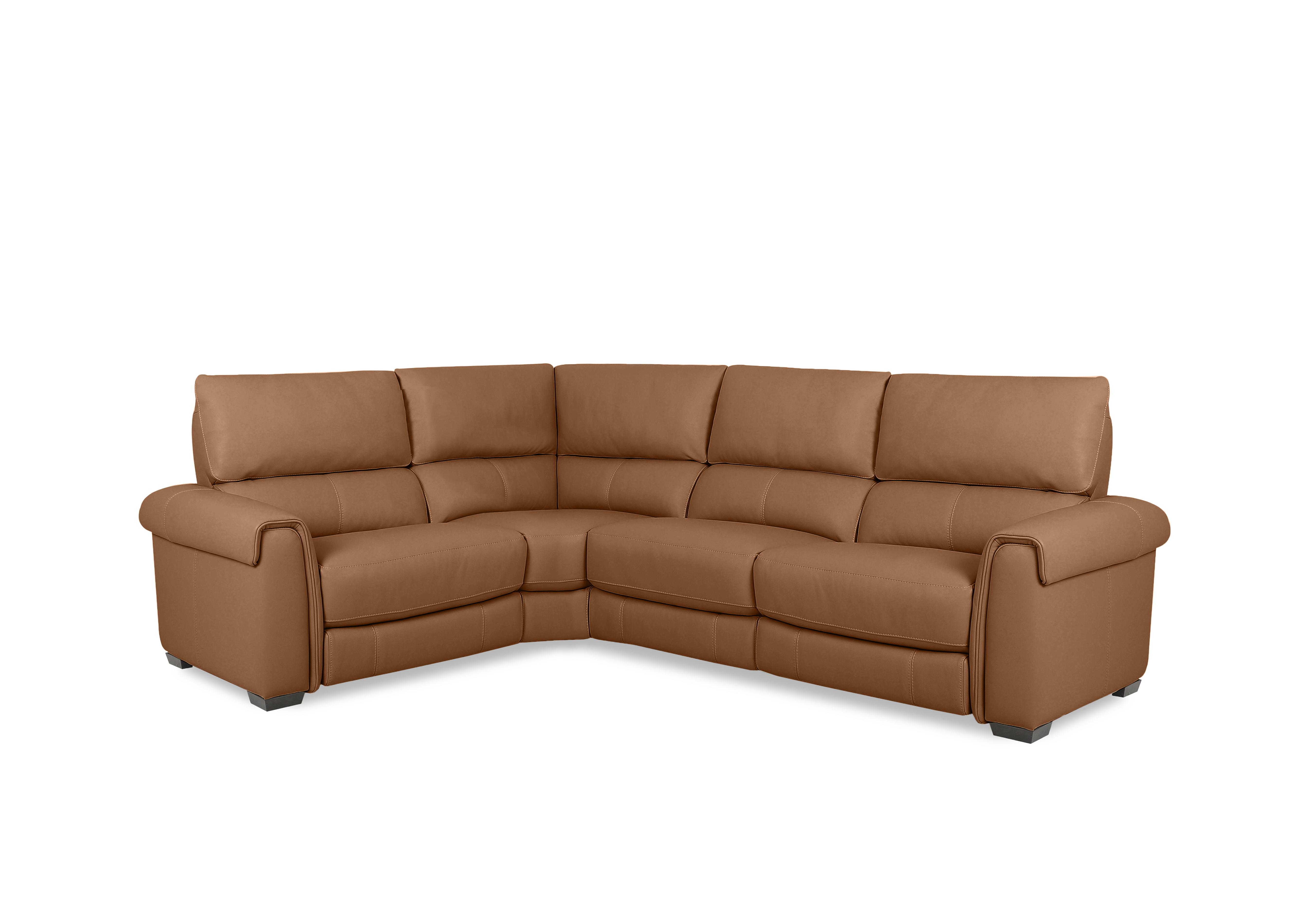 Nixon Leather Corner Sofa in Nc-334e Pecan Brown on Furniture Village