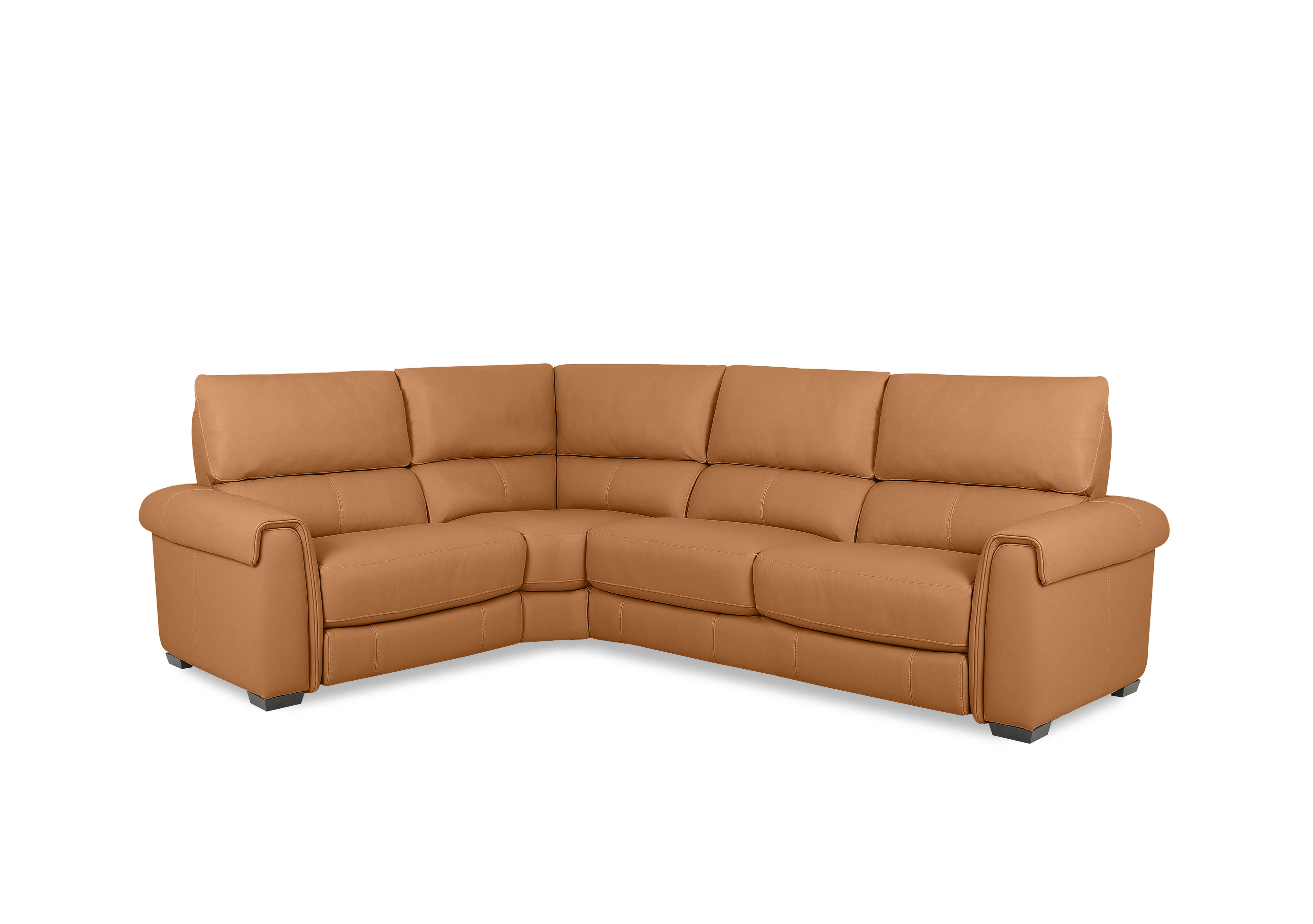 Nixon Leather Corner Sofa in Nc-335e Honey Yellow on Furniture Village