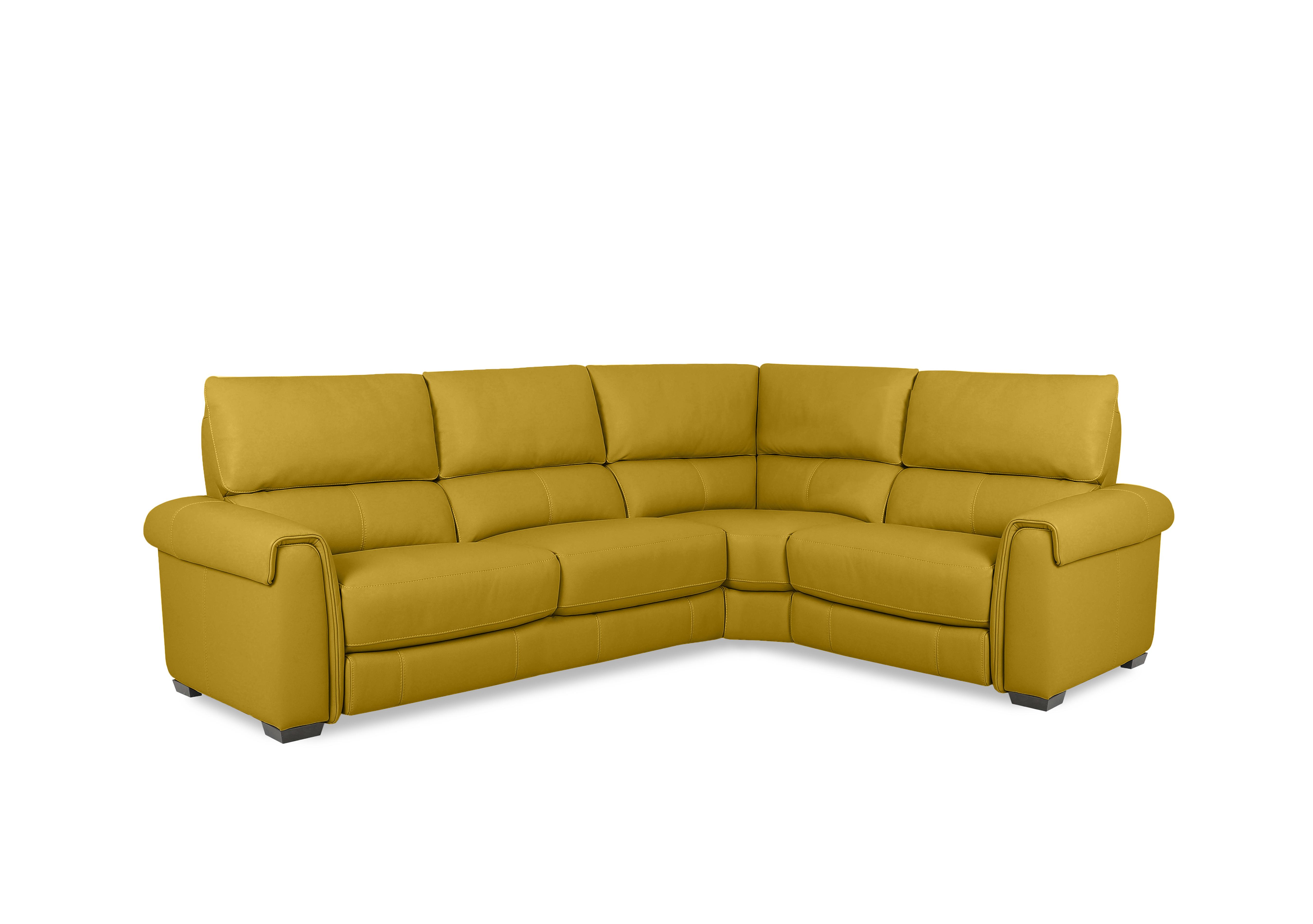 Nixon Leather Corner Sofa in Nw-663e Yellow on Furniture Village