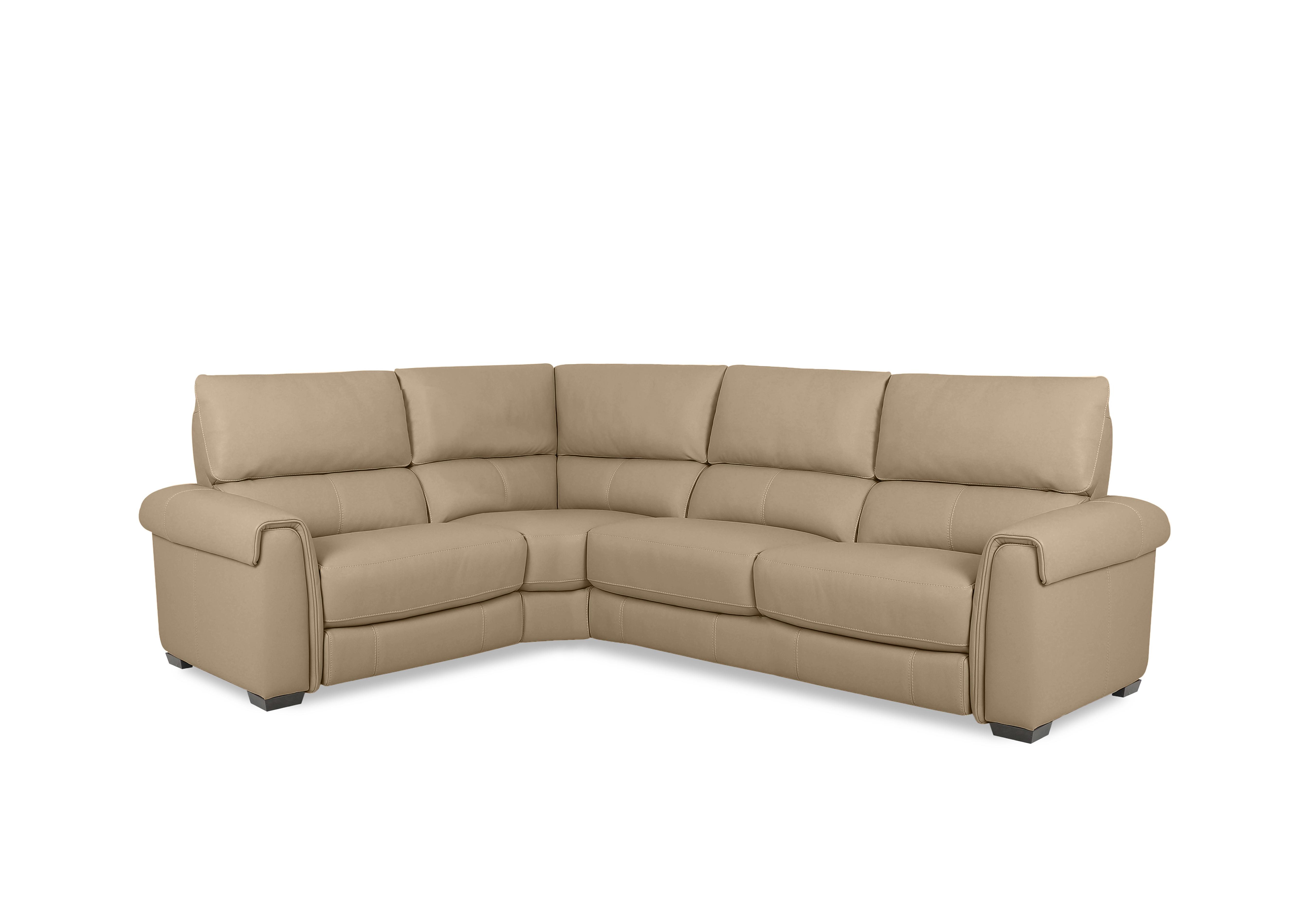 Nixon Leather Corner Sofa in Nw-8475 Nude on Furniture Village