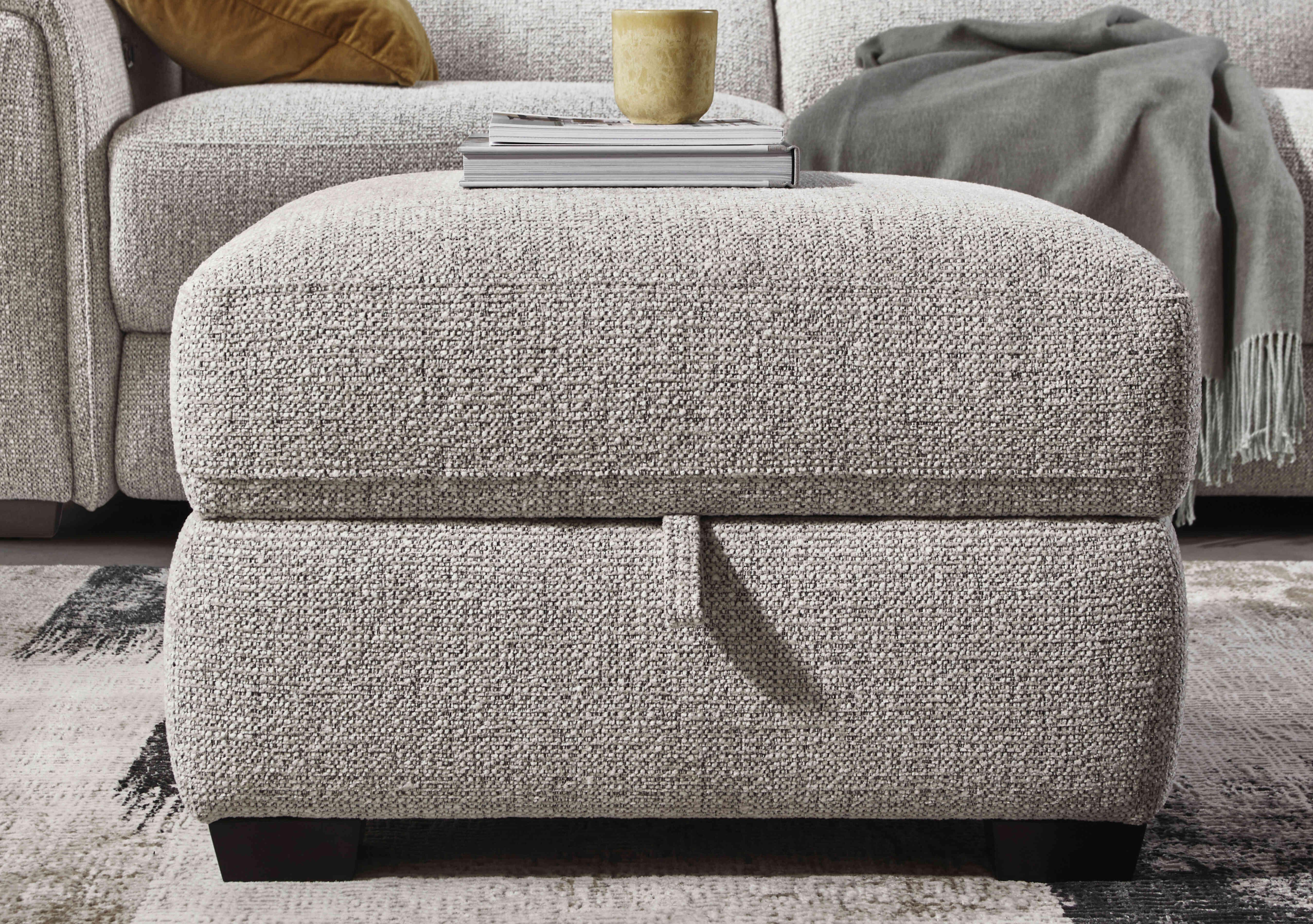 Nixon Fabric Storage Footstool in  on Furniture Village