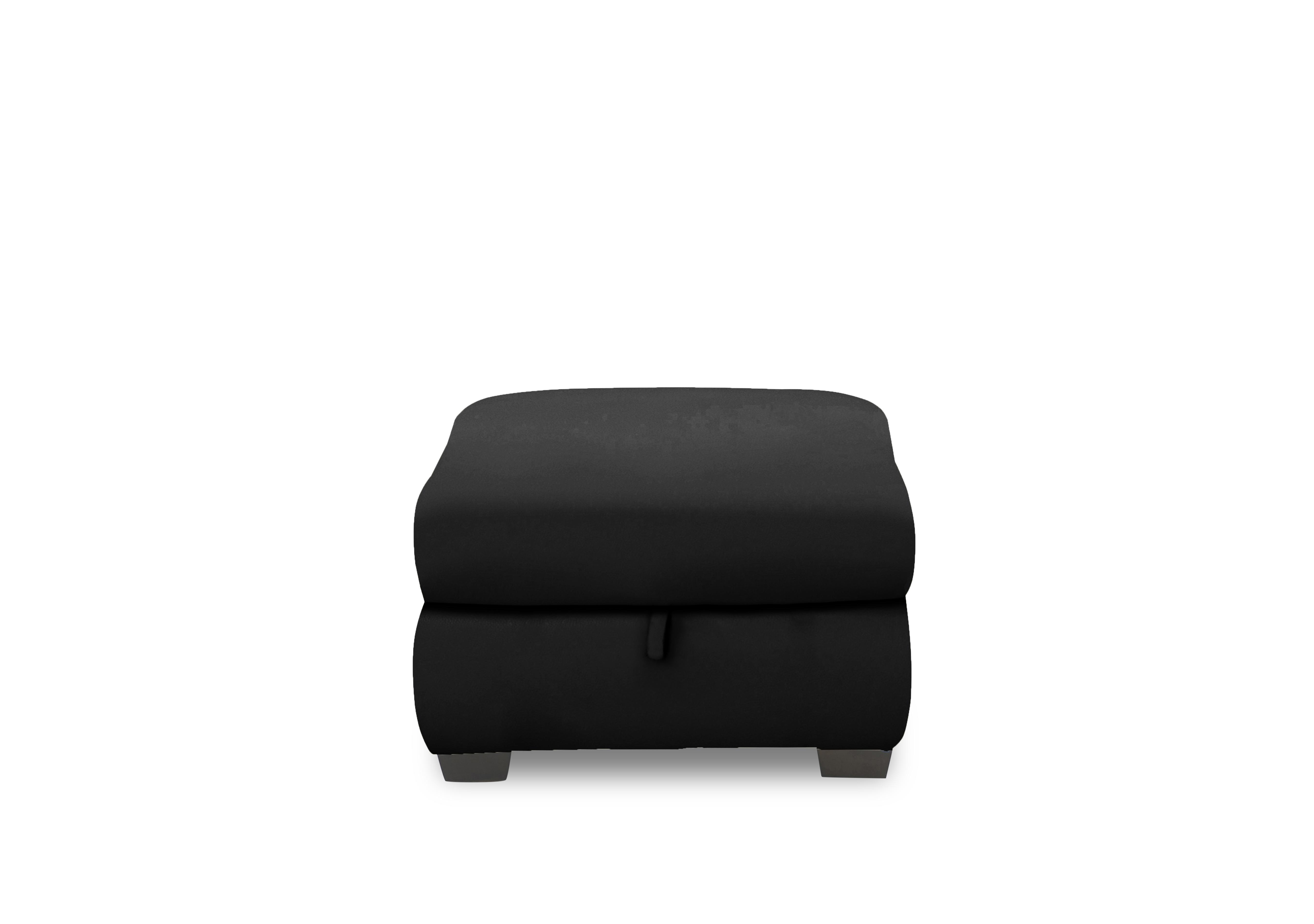 Nixon Leather Storage Footstool in An-671b Black on Furniture Village