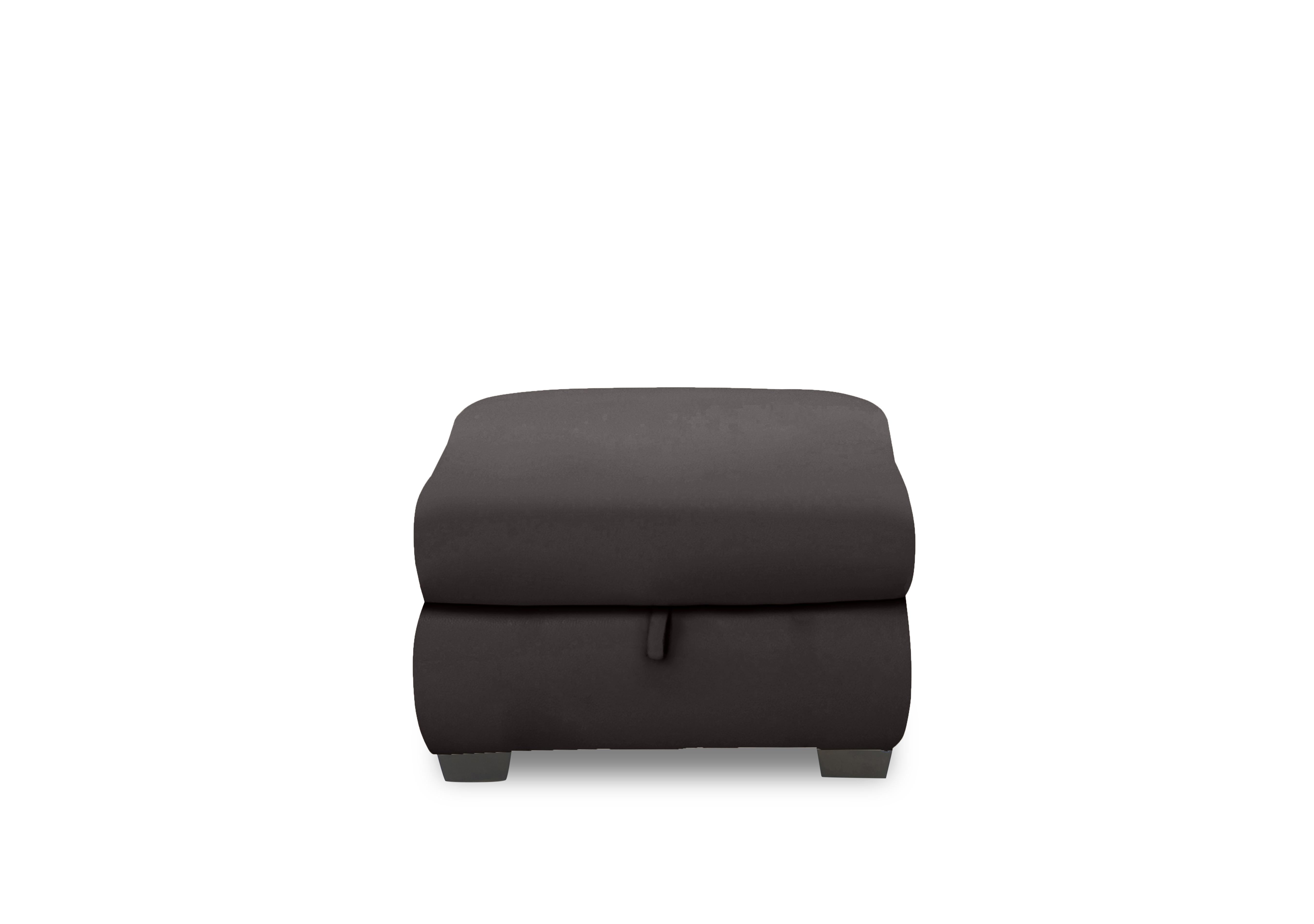 Nixon Leather Storage Footstool in An-727b Dark Brown on Furniture Village