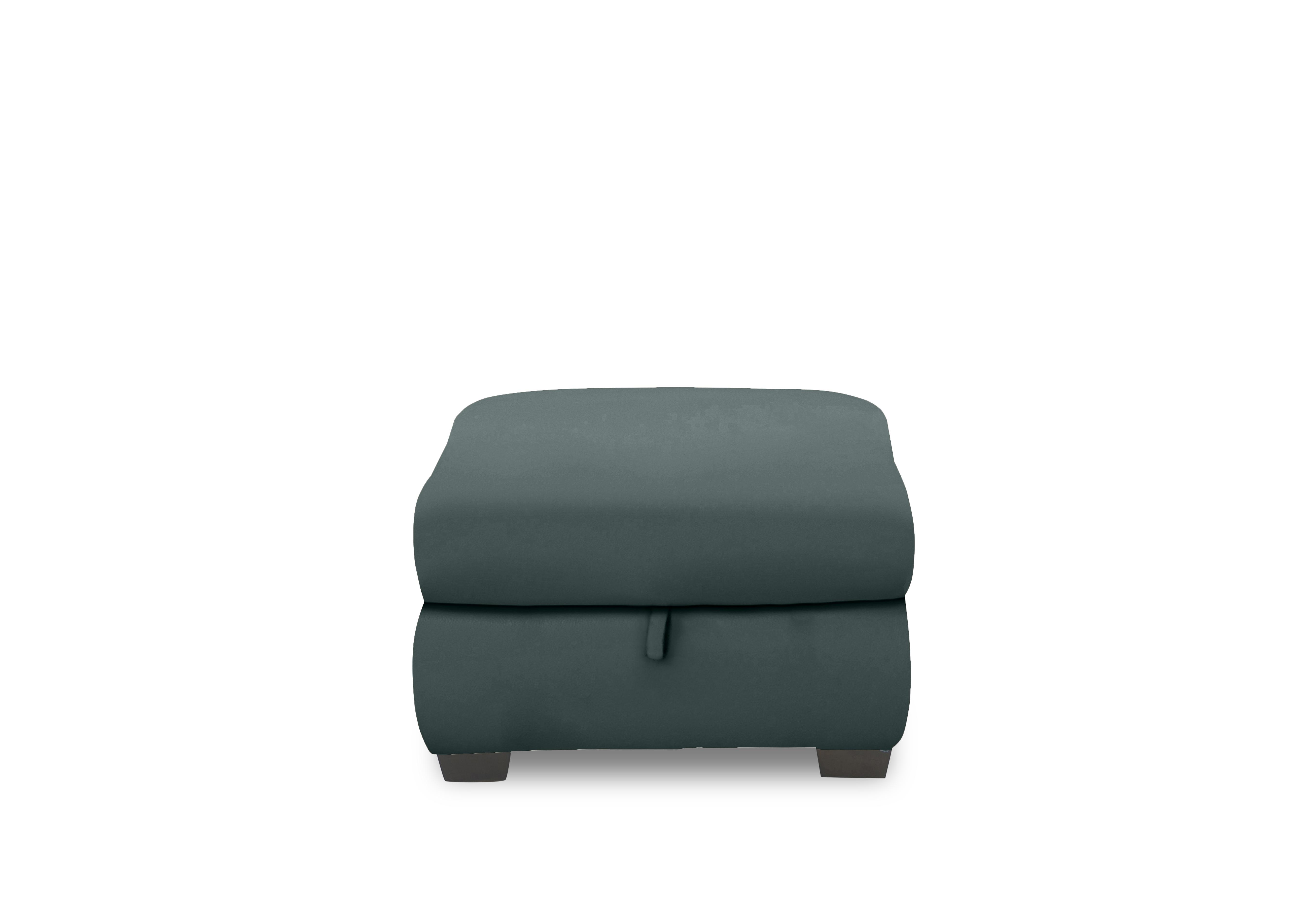 Nixon Leather Storage Footstool in Bv-301e Lake Green on Furniture Village