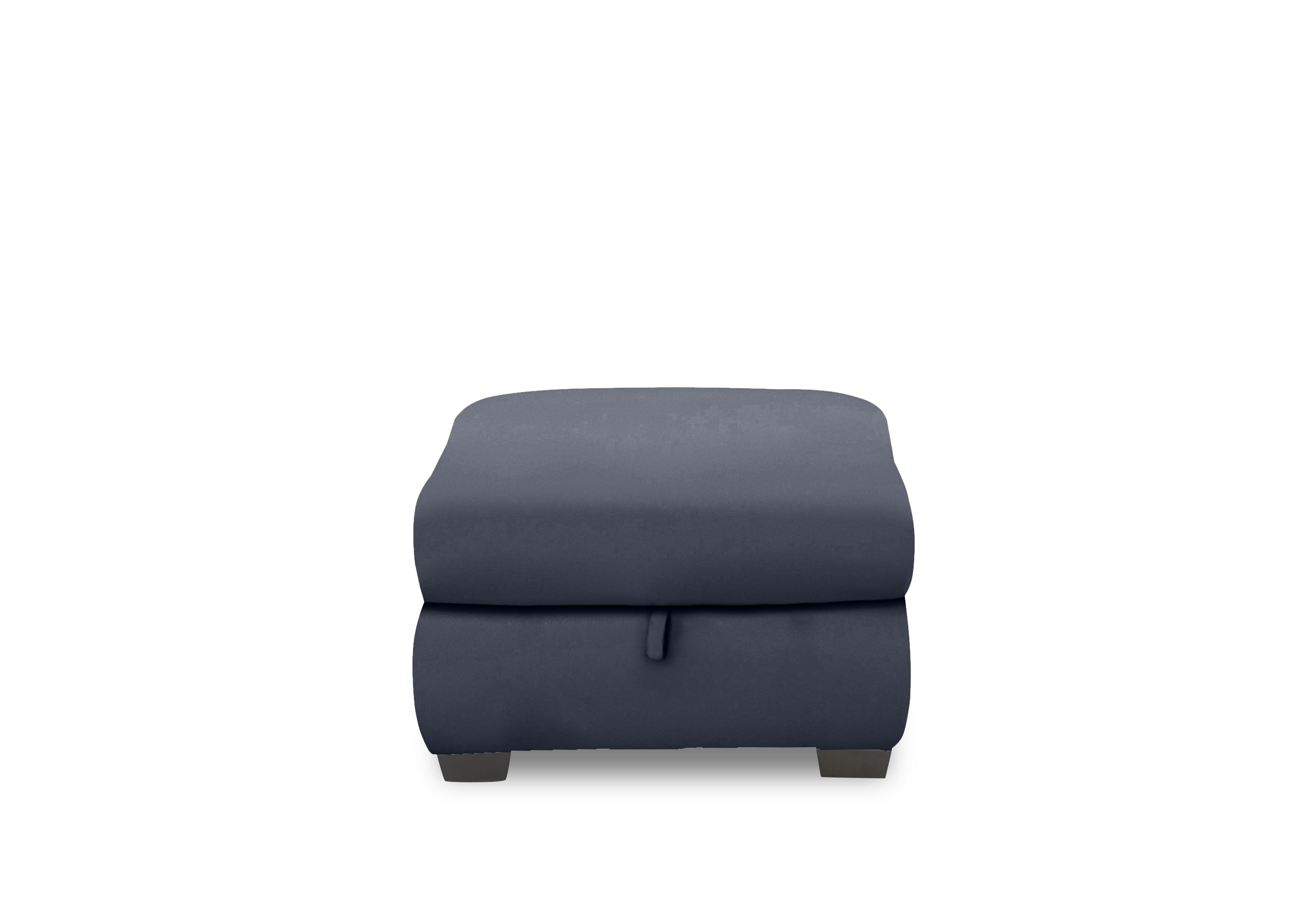 Nixon Leather Storage Footstool in Bv-313e Ocean Blue on Furniture Village