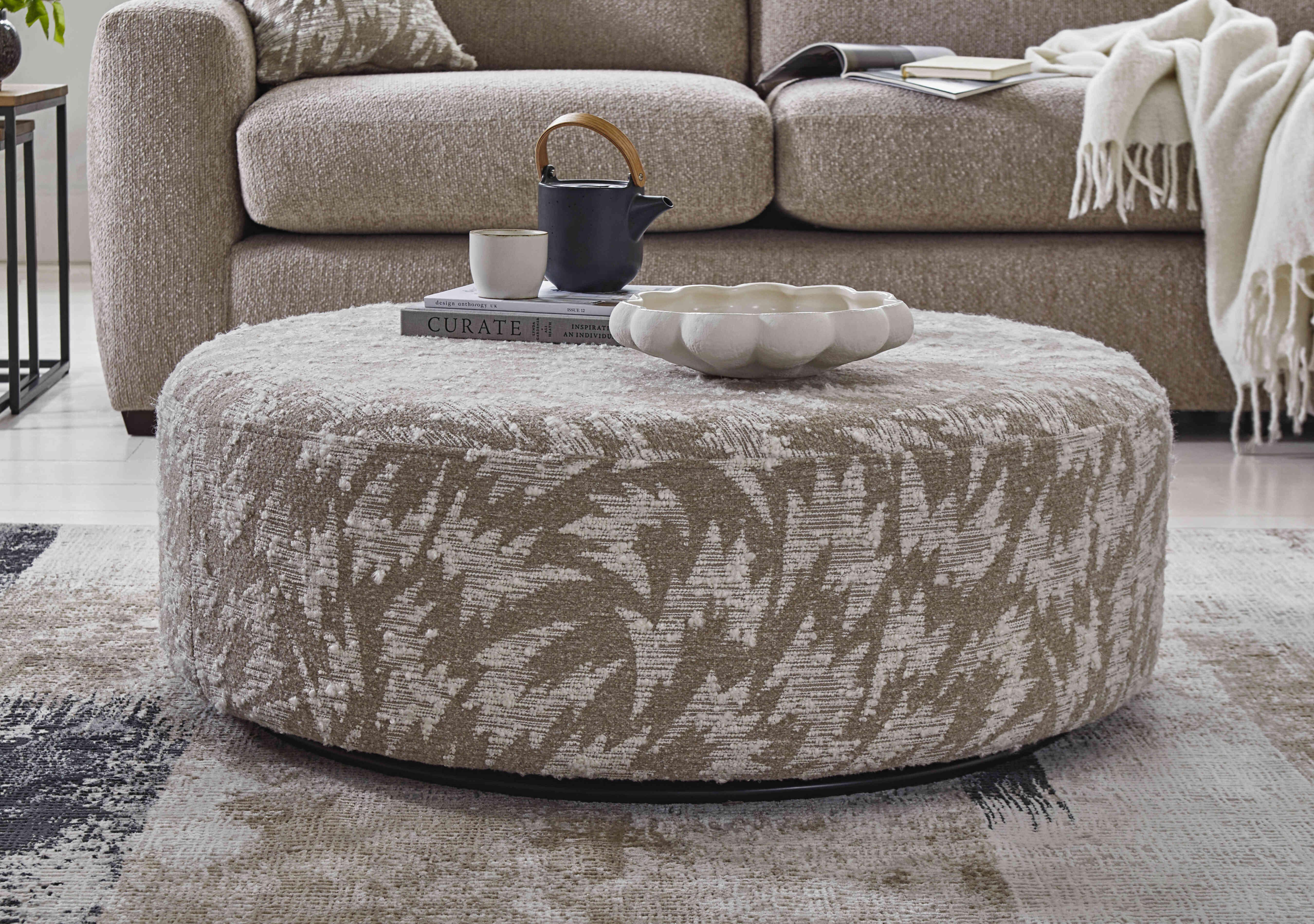Harper Round Footstool in  on Furniture Village