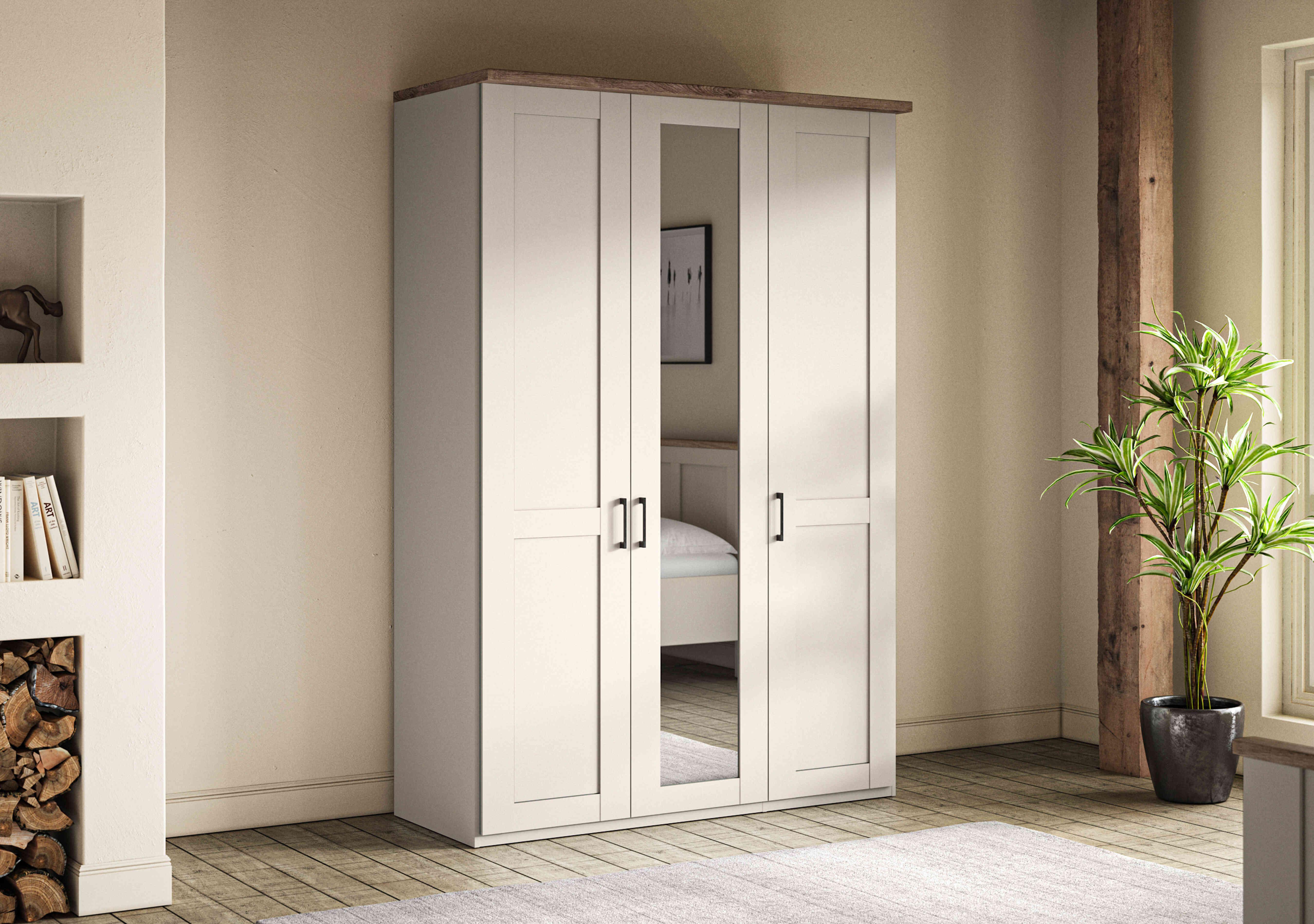 Adeline 3 Door Hinged Wardrobe with Centre Mirror in  on Furniture Village