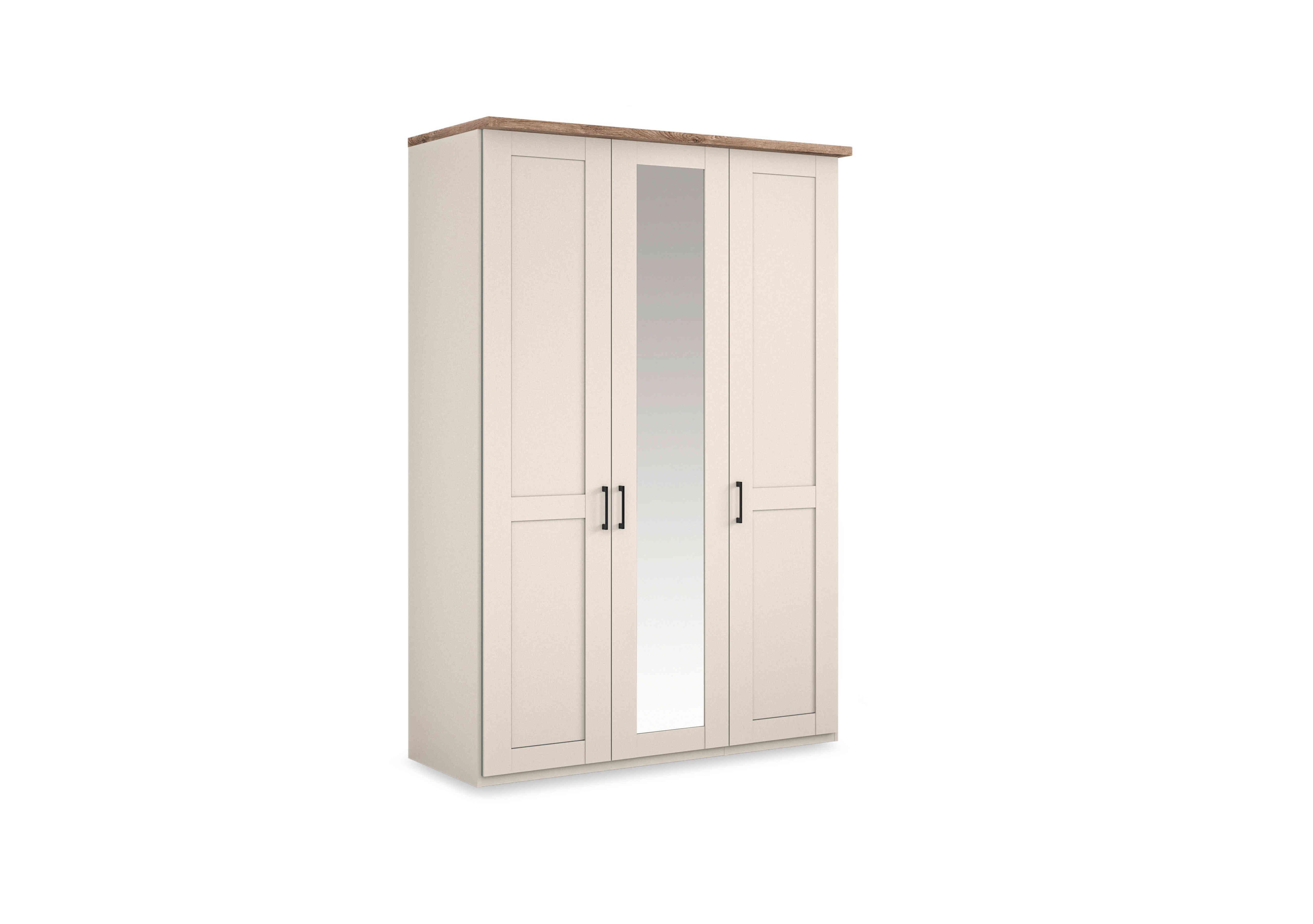 Adeline 3 Door Hinged Wardrobe with Centre Mirror in Champagne on Furniture Village