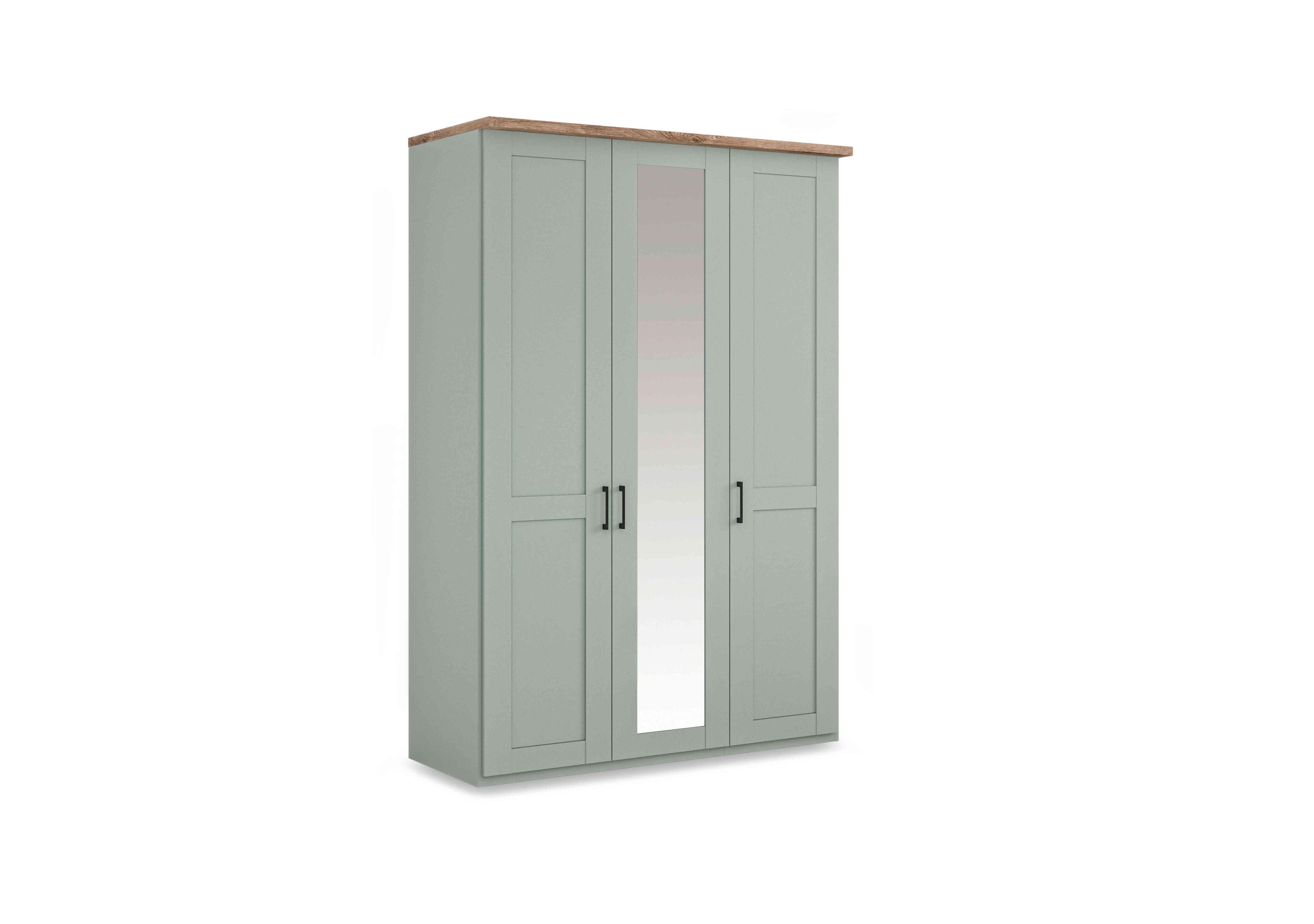 Adeline 3 Door Hinged Wardrobe with Centre Mirror in Sage Green on Furniture Village