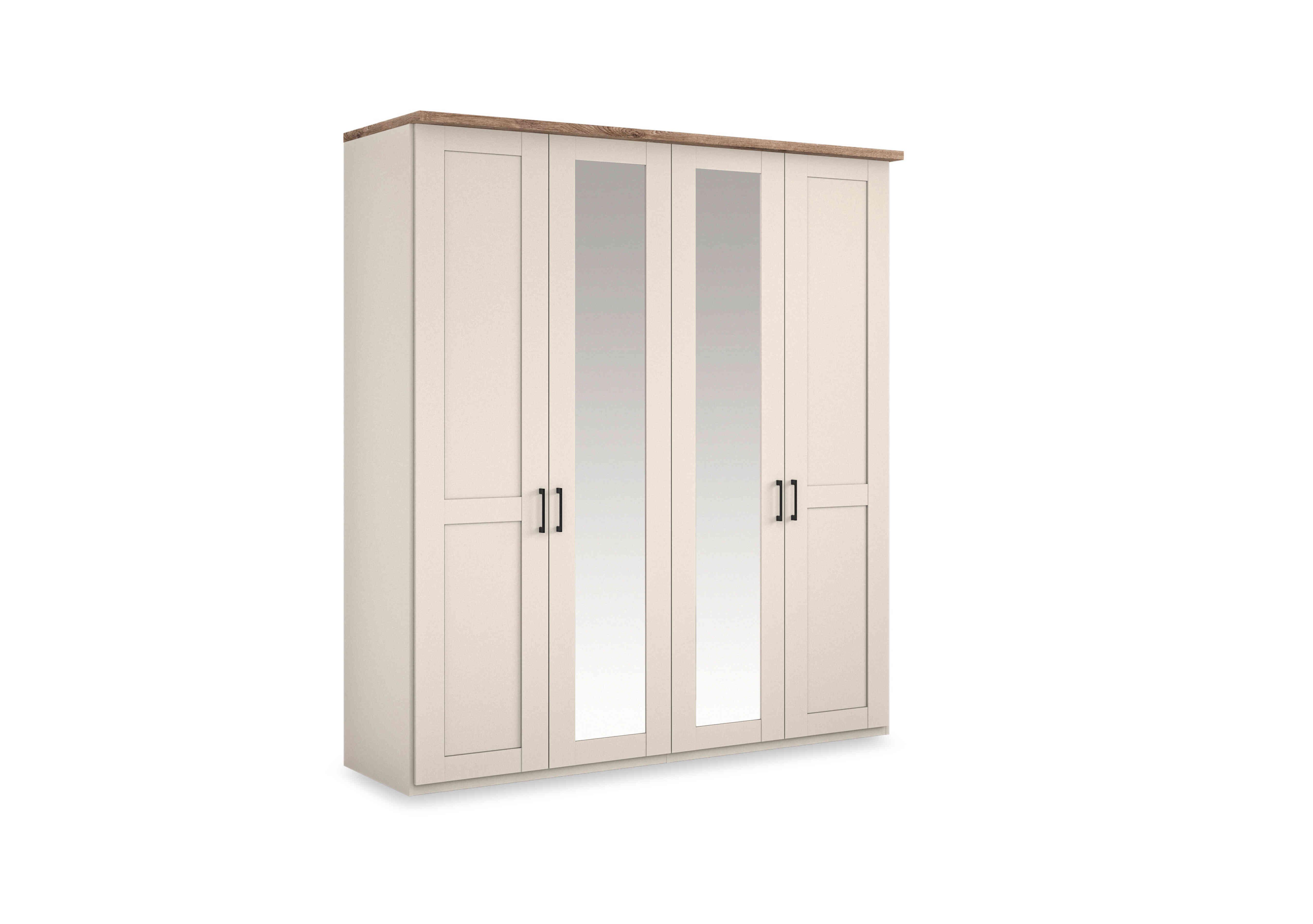 Adeline 4 Door Hinged Wardrobe with 2 Mirrors in Champagne on Furniture Village