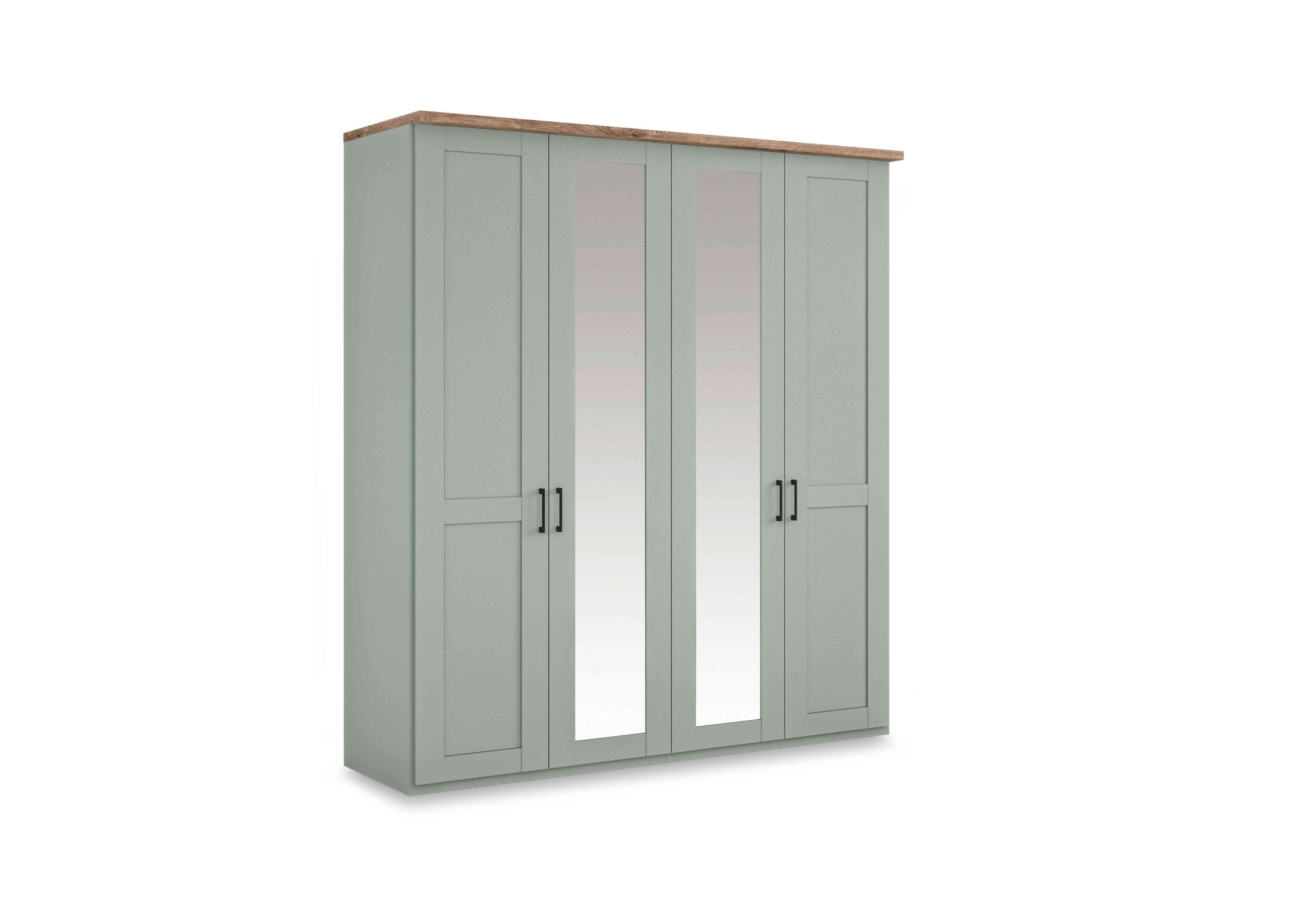 Adeline 4 Door Hinged Wardrobe with 2 Mirrors in Sage Green on Furniture Village