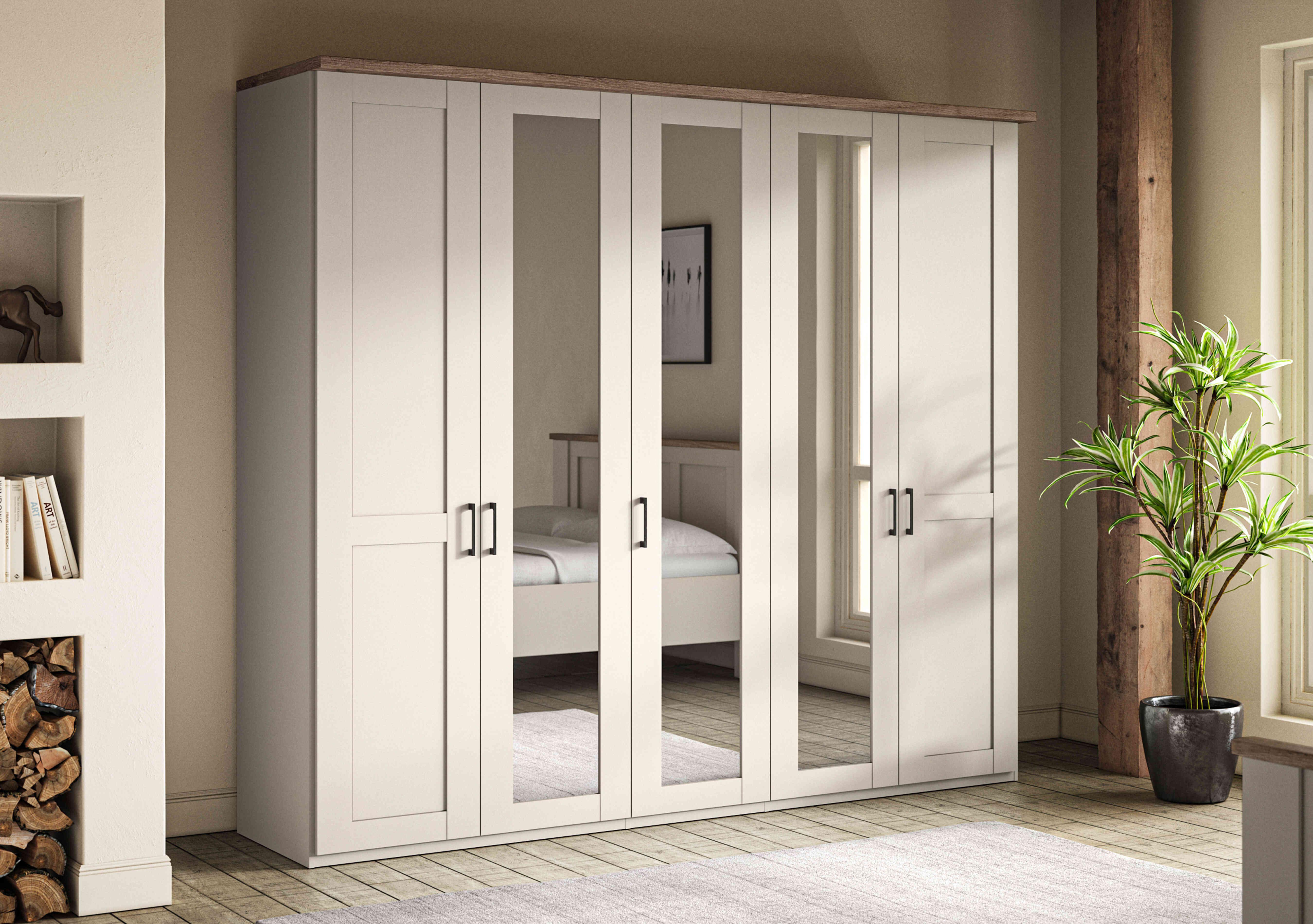 Adeline 5 Door Hinged Wardrobe with 3 Mirrors in  on Furniture Village