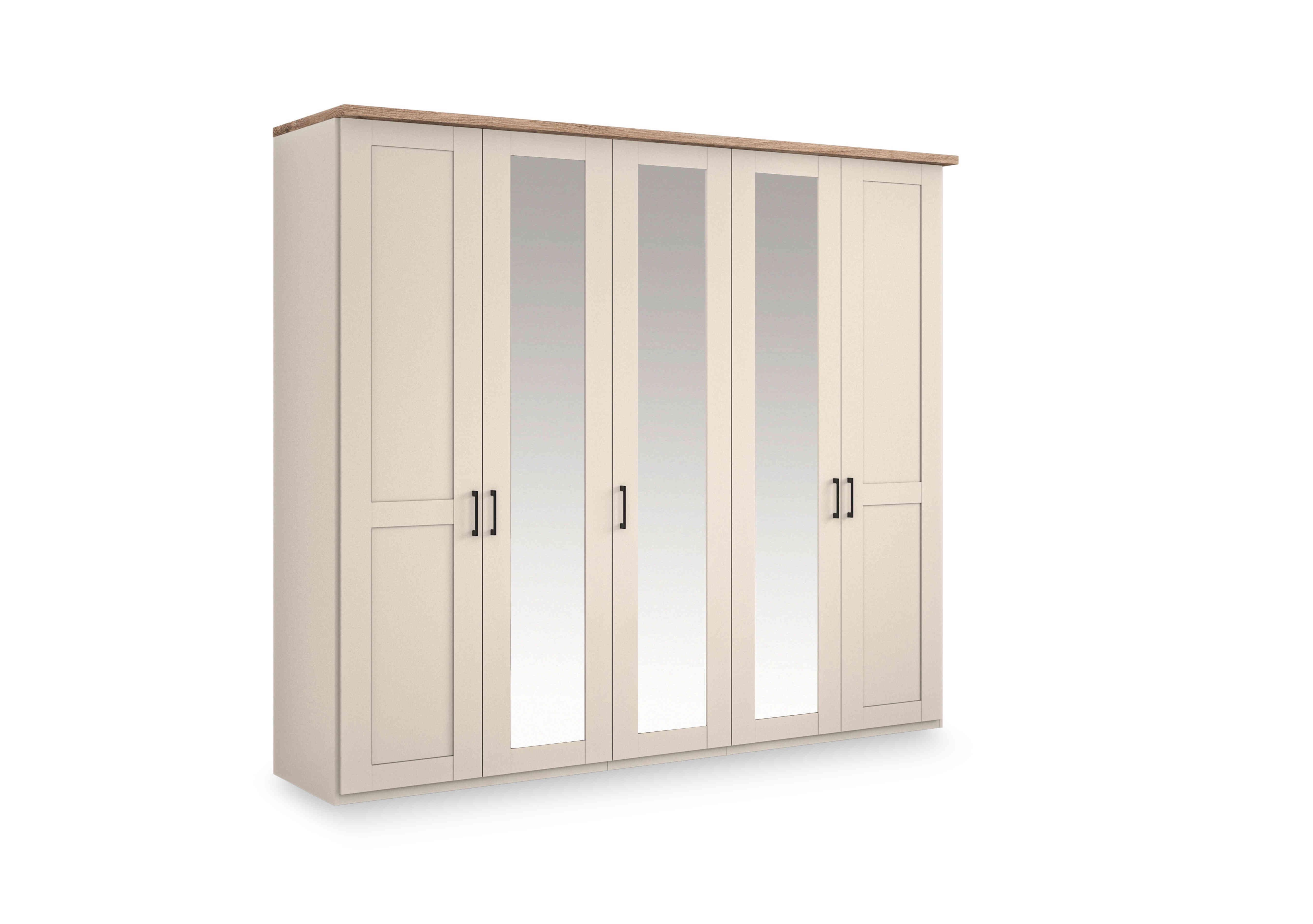 Adeline 5 Door Hinged Wardrobe with 3 Mirrors in Champagne on Furniture Village