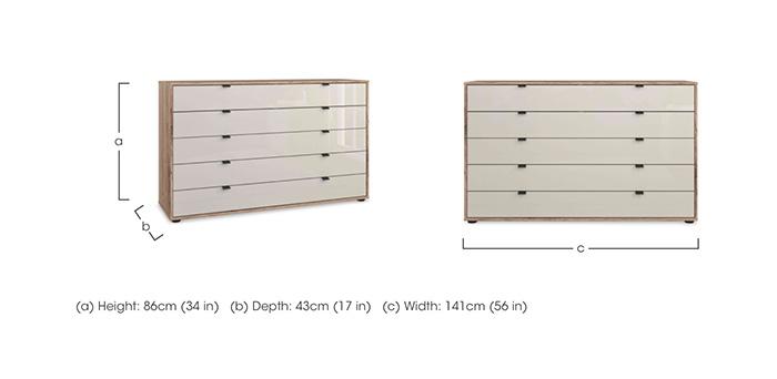 Hong Kong 141cm 5 Drawer Chest with Glass Drawers in  on Furniture Village