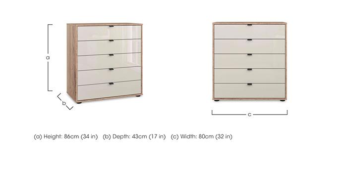 Hong Kong 80cm 5 Drawer Chest with Glass Drawers in  on Furniture Village