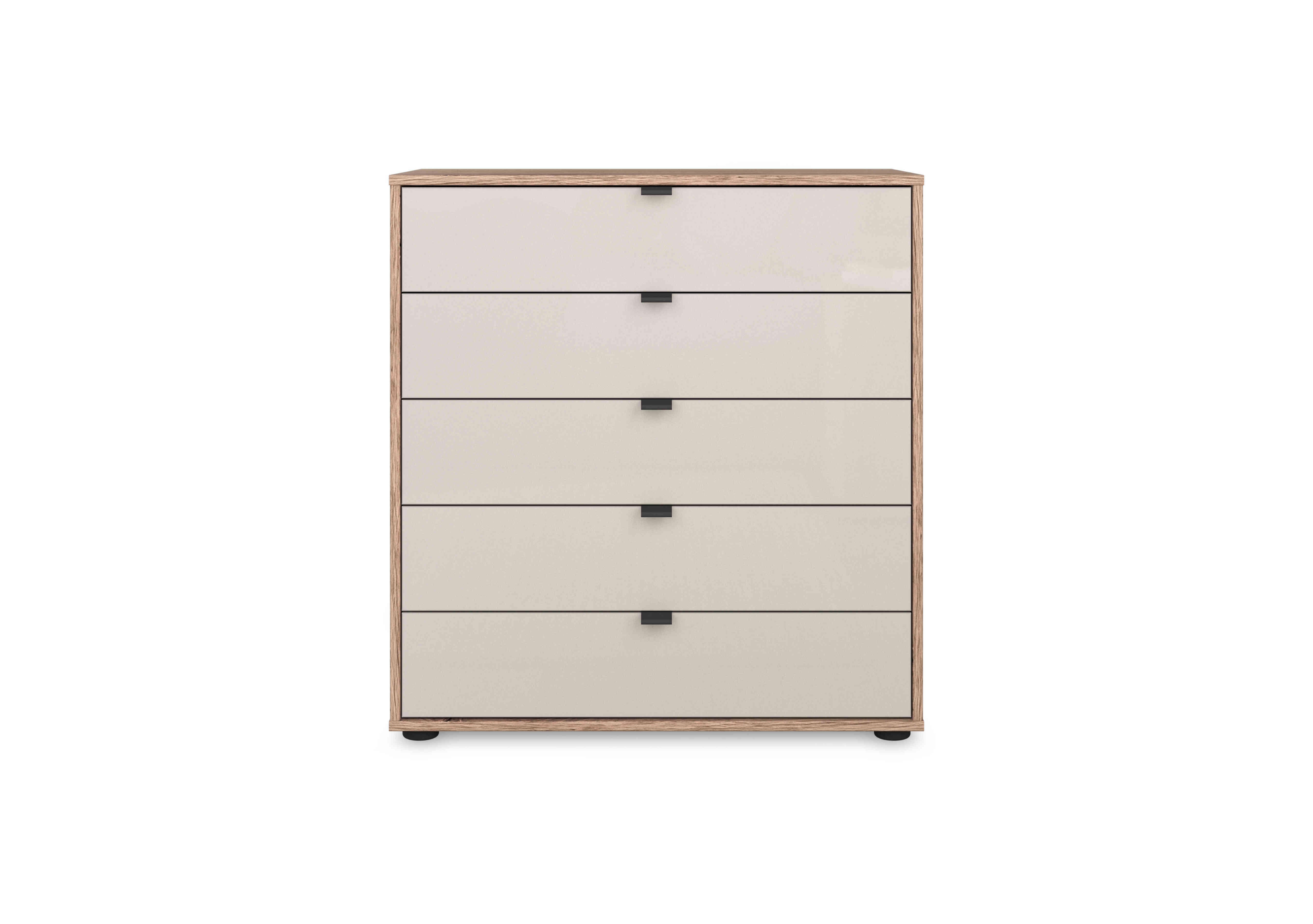 Hong Kong 80cm 5 Drawer Chest with Glass Drawers in Champagne on Furniture Village