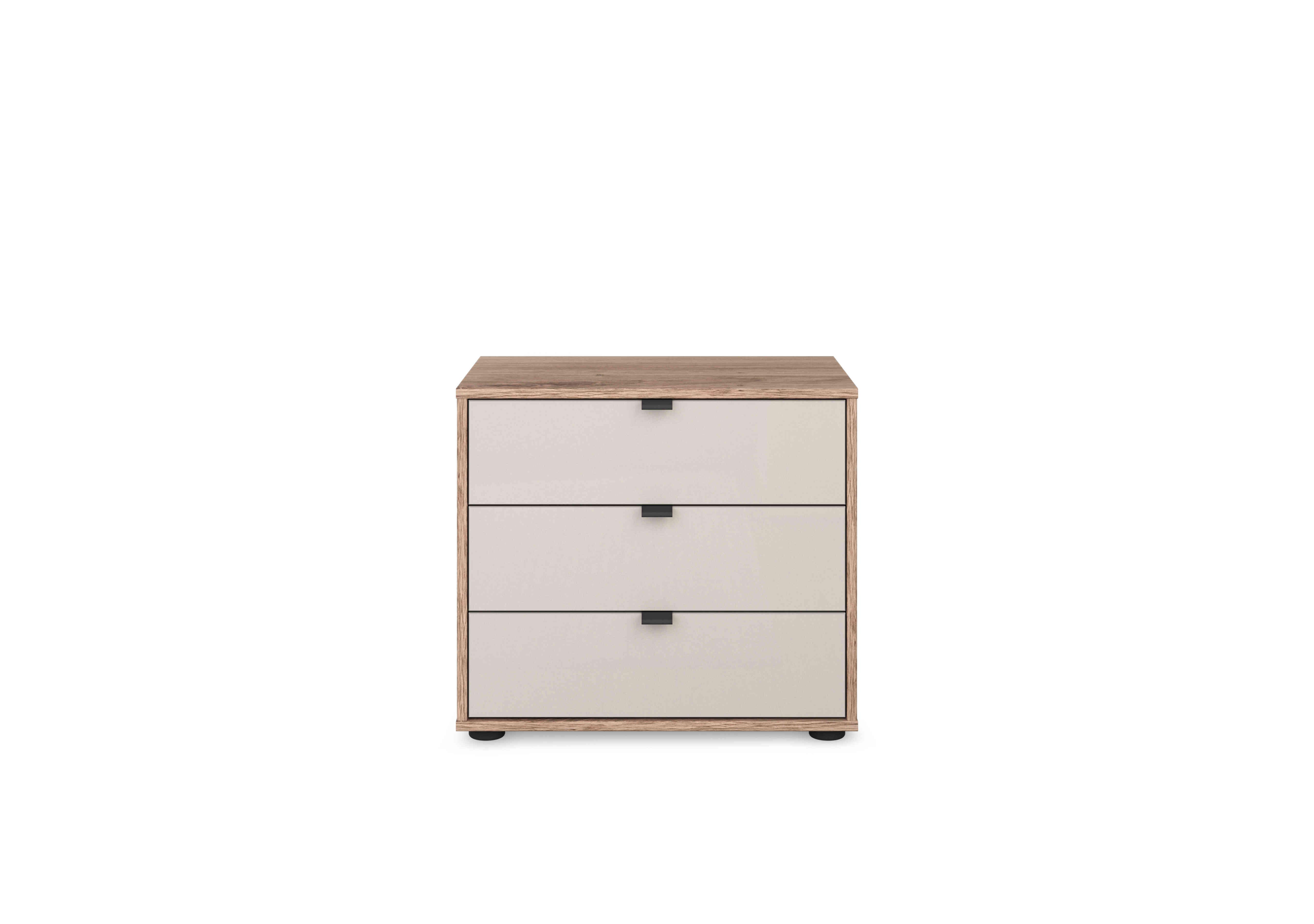 Hong Kong 3 Drawer Bedside Cabinet with Glass Drawers in Champagne on Furniture Village