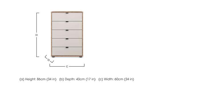 Hong Kong 60cm 5 Drawer Chest with Glass Drawers in  on Furniture Village