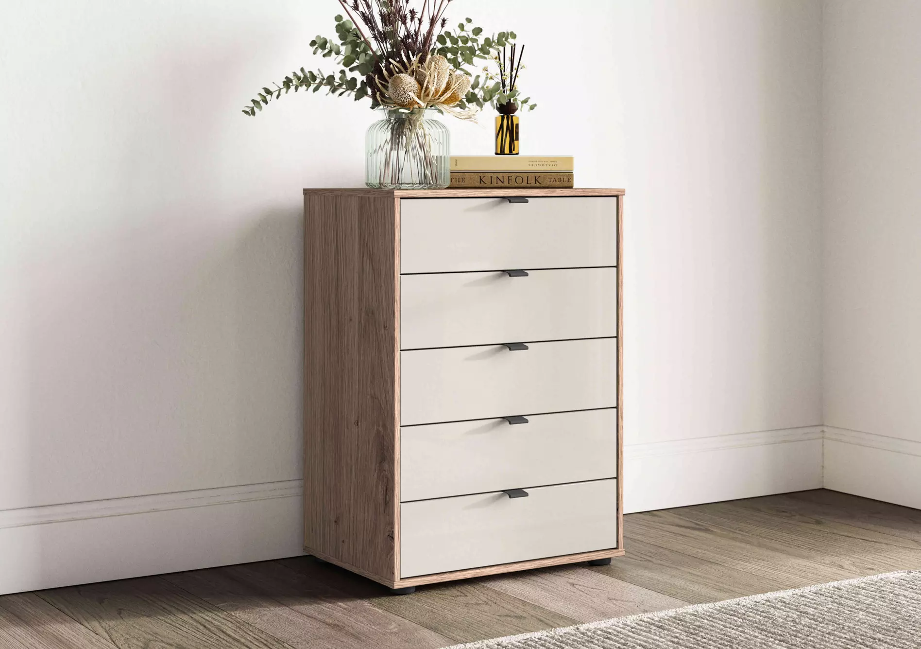 Hong Kong 60cm 5 Drawer Chest with Glass Drawers