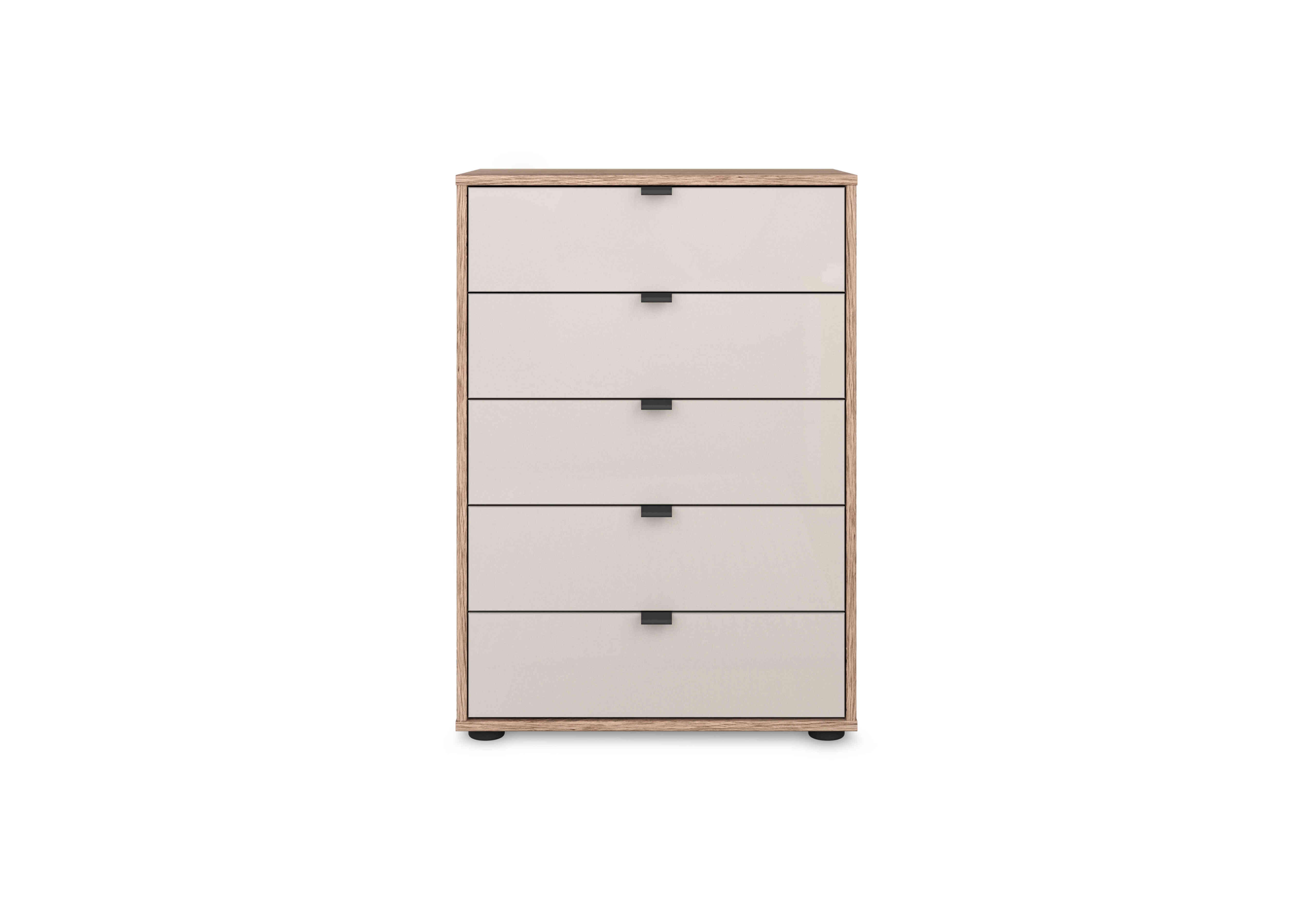 Hong Kong 60cm 5 Drawer Chest with Glass Drawers in Champagne on Furniture Village