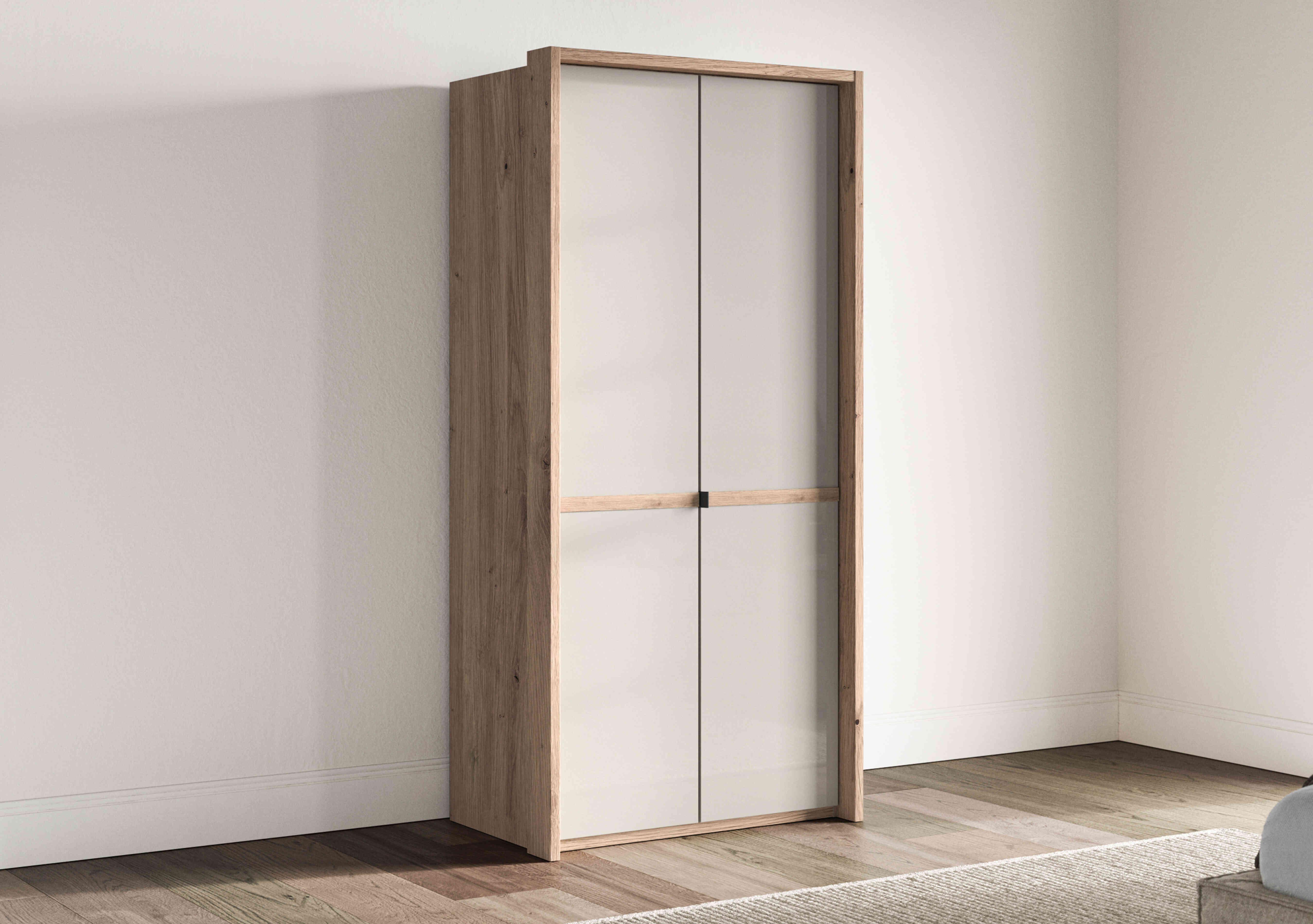 Hong Kong 2 Door Hinged Wardrobe with Glass Doors in  on Furniture Village