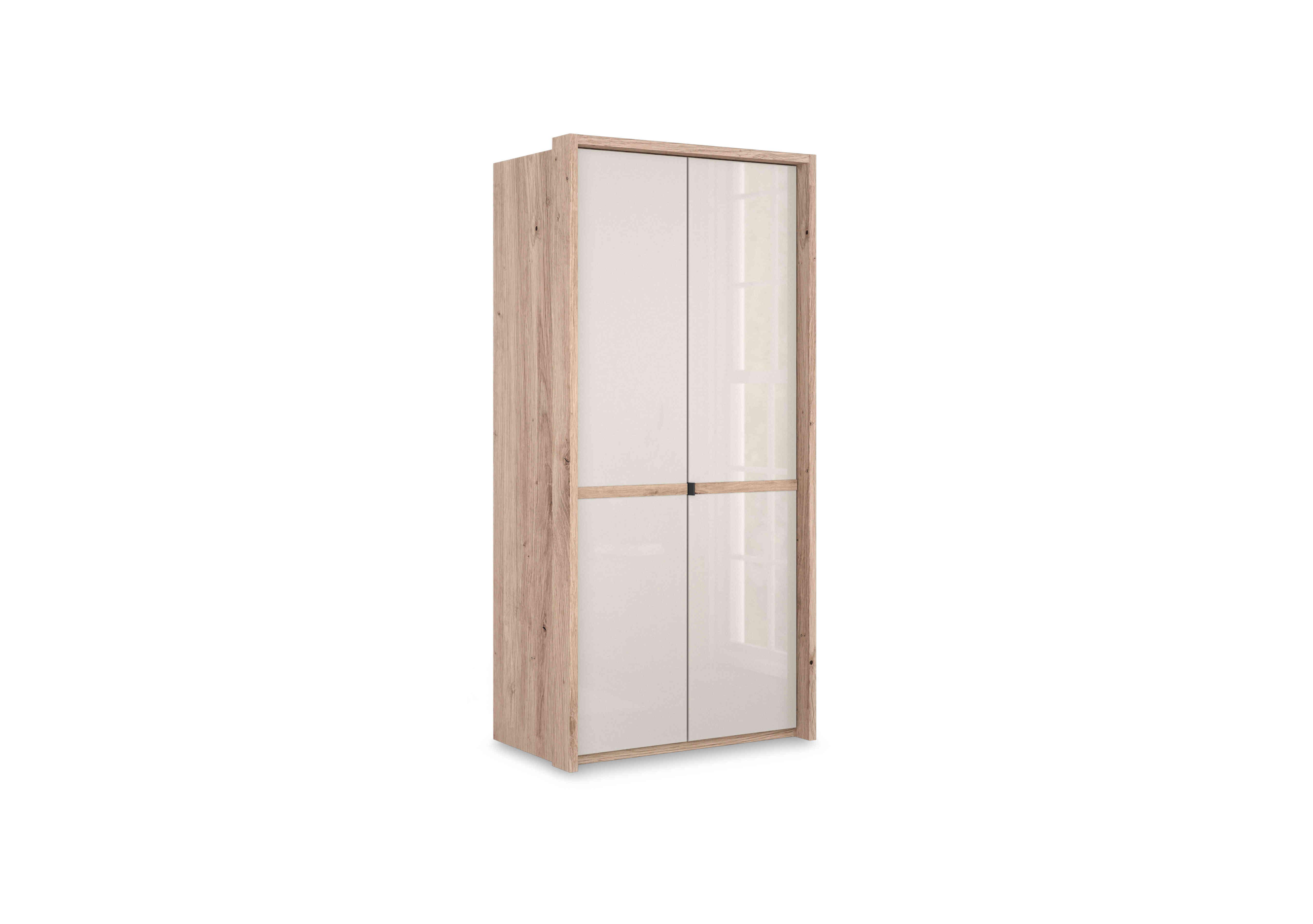 Hong Kong 2 Door Hinged Wardrobe with Glass Doors in Champagne on Furniture Village