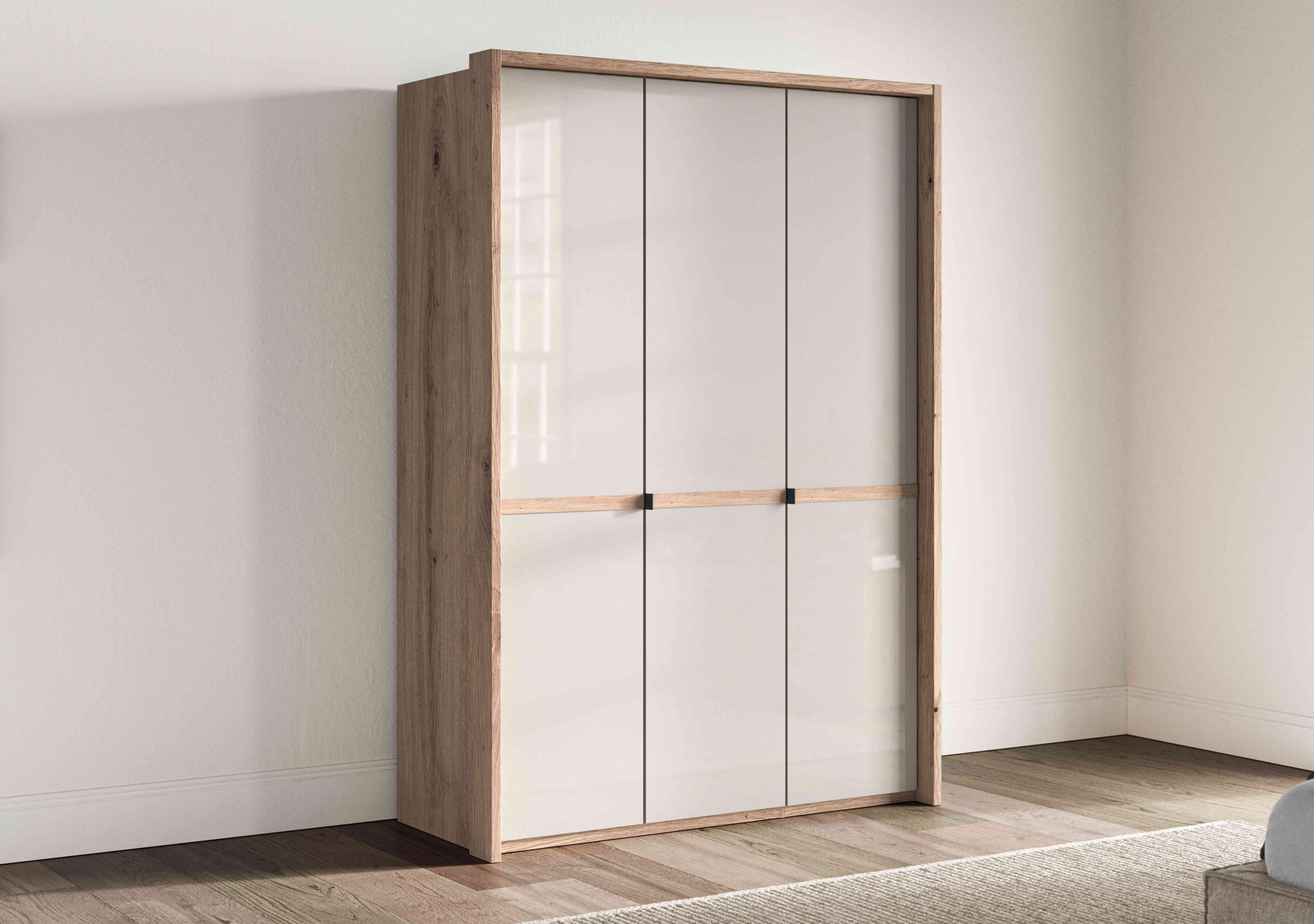 Hong Kong 3 Door Hinged Wardrobe with Glass Doors in  on Furniture Village