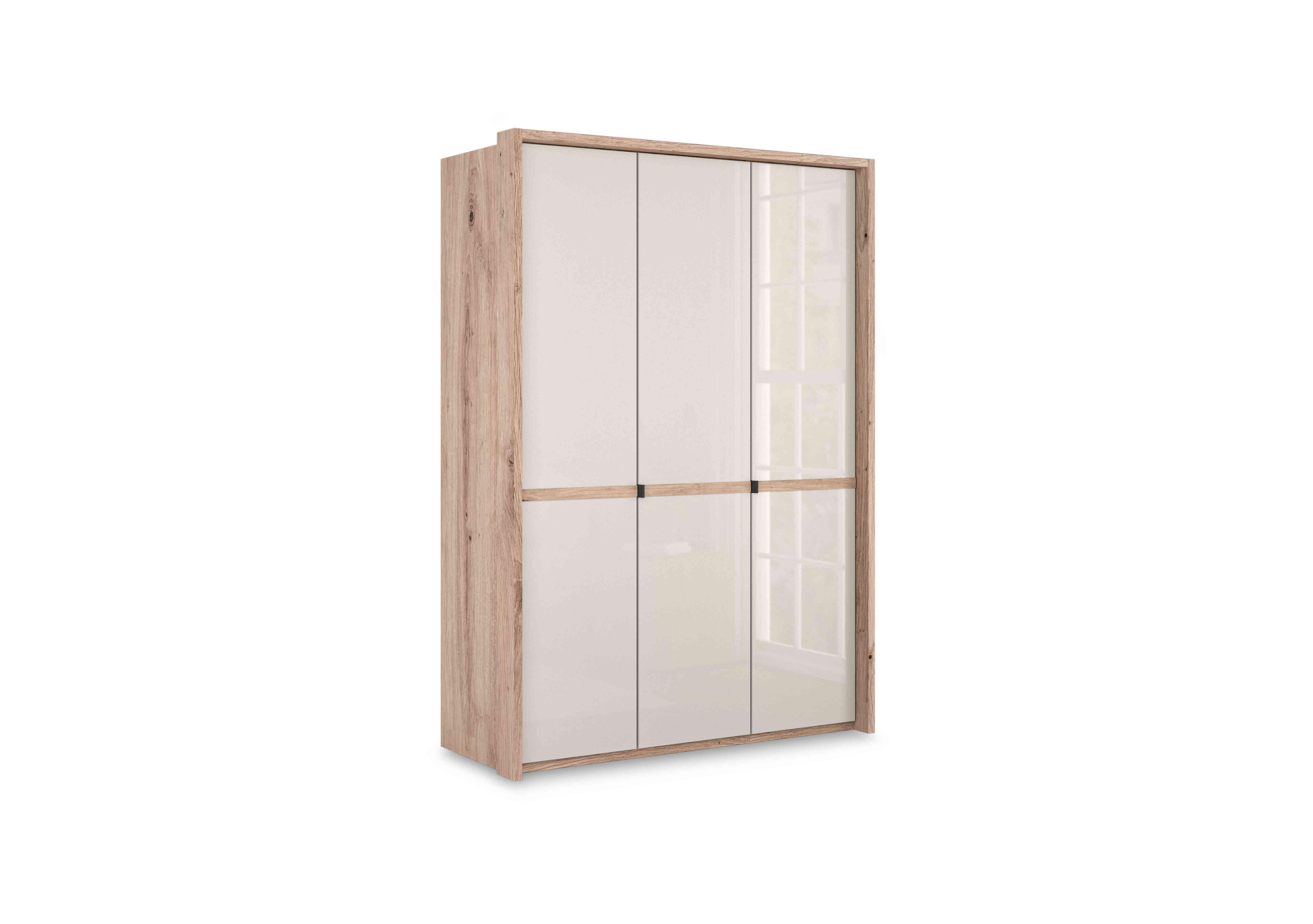 Hong Kong 3 Door Hinged Wardrobe with Glass Doors in Champagne on Furniture Village