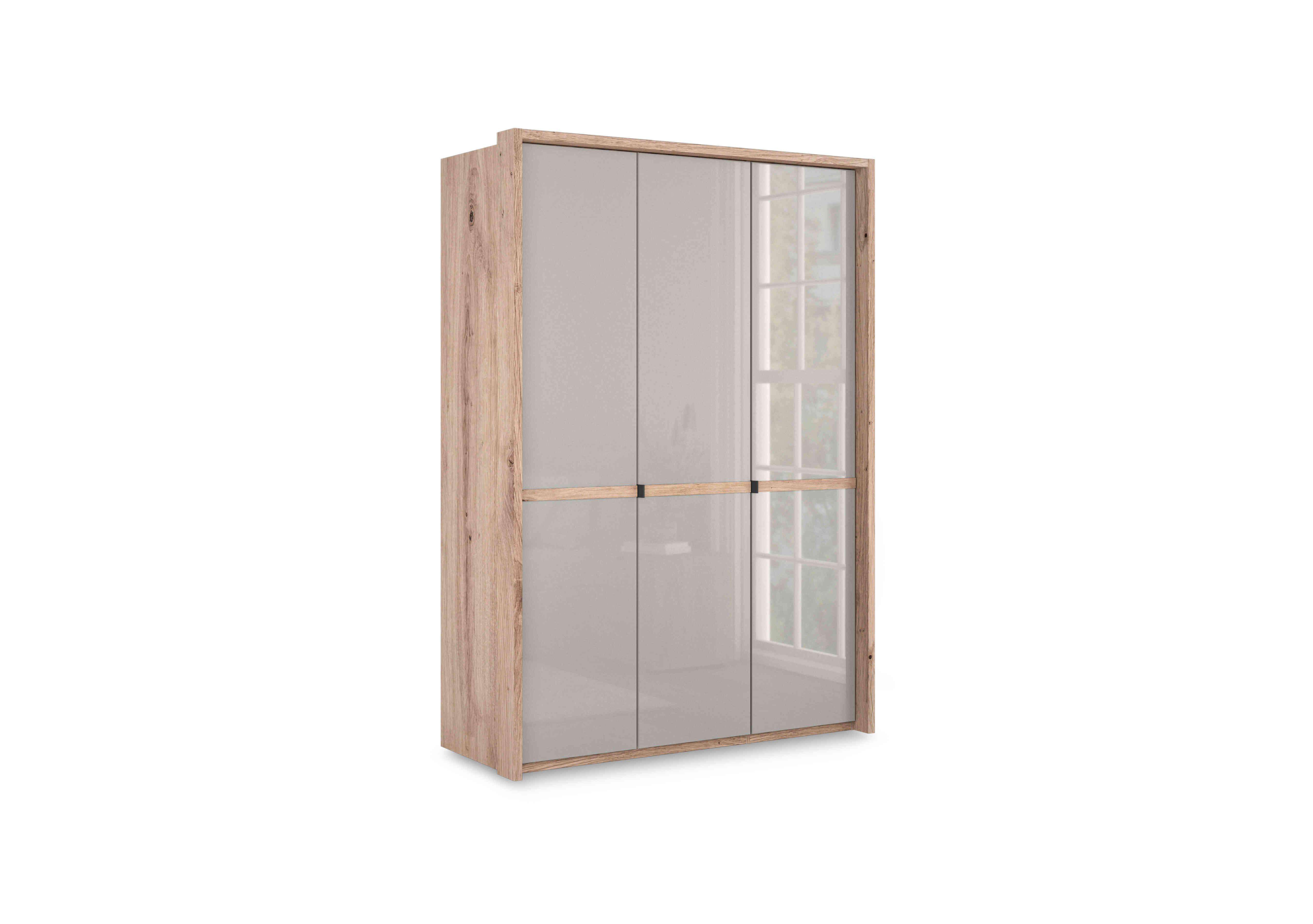 Hong Kong 3 Door Hinged Wardrobe with Glass Doors in Pebble Grey on Furniture Village