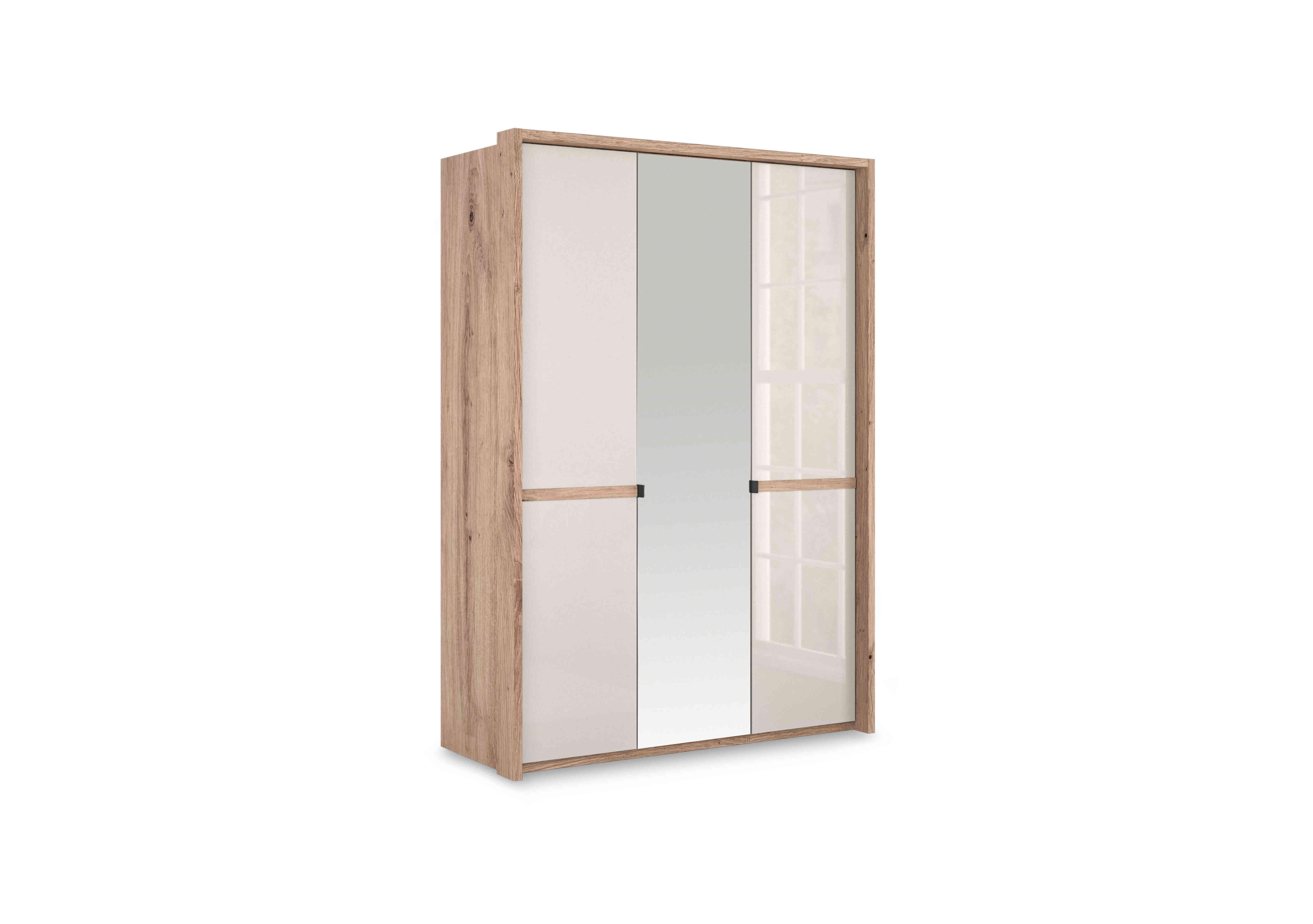 Hong Kong 3 Door Hinged Wardrobe with 2 Glass Doors and 1 Mirror Door in Champagne on Furniture Village