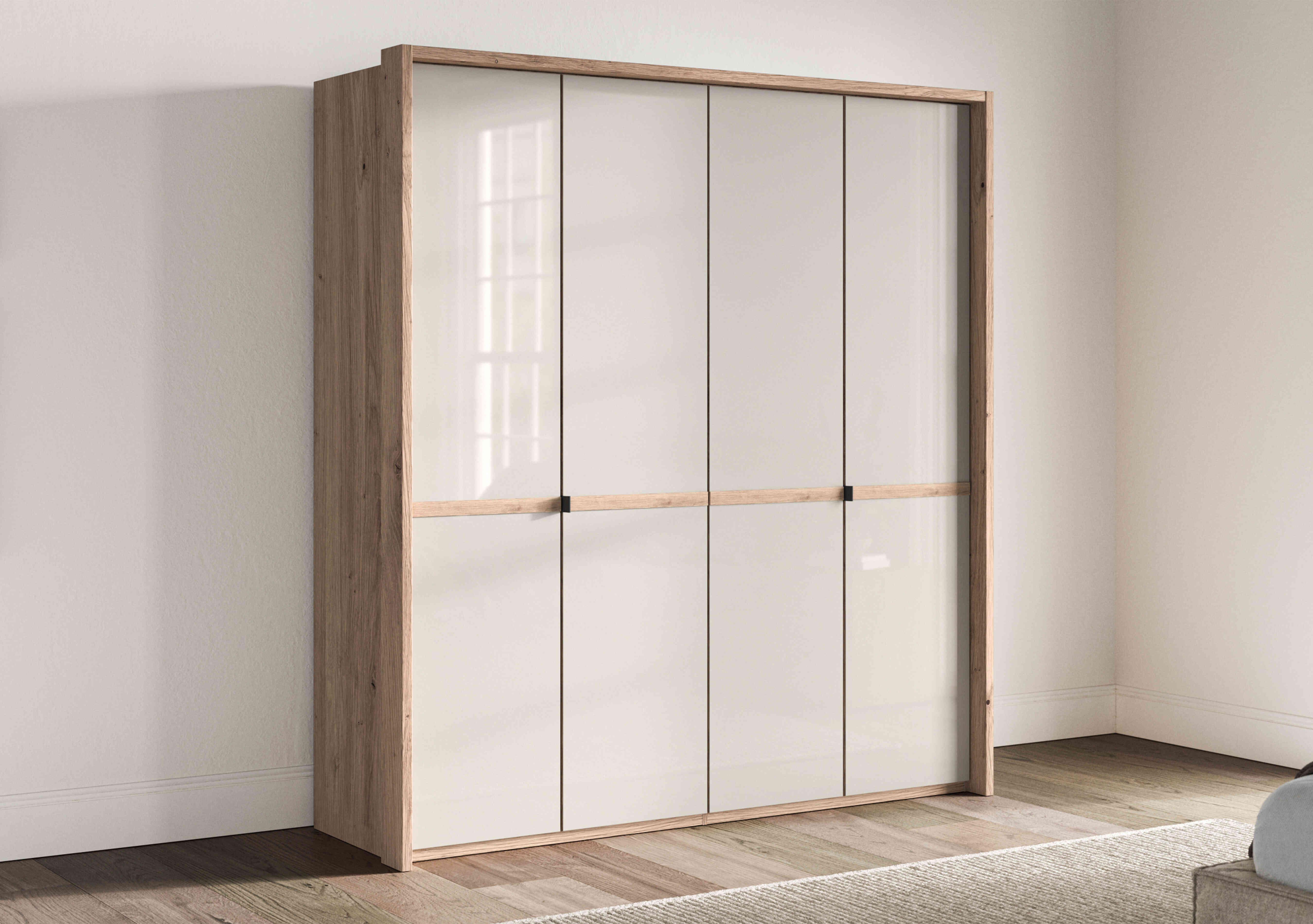 Hong Kong 4 Door Hinged Wardrobe with Glass Doors in  on Furniture Village