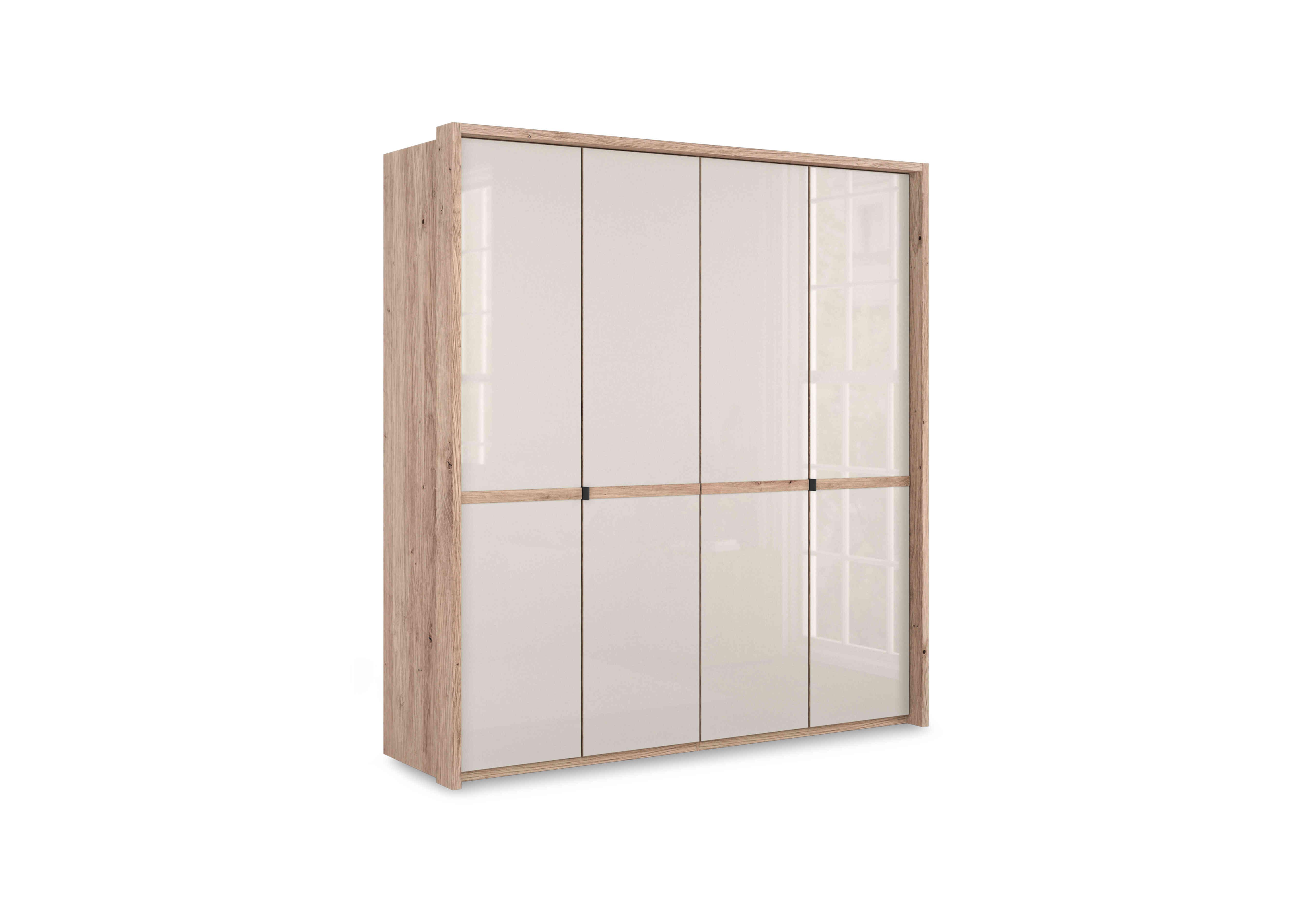 Hong Kong 4 Door Hinged Wardrobe with Glass Doors in Champagne on Furniture Village