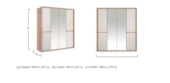 Hong Kong 4 Door Hinged Wardrobe with 2 Glass Doors and 2 Mirror Doors in  on Furniture Village