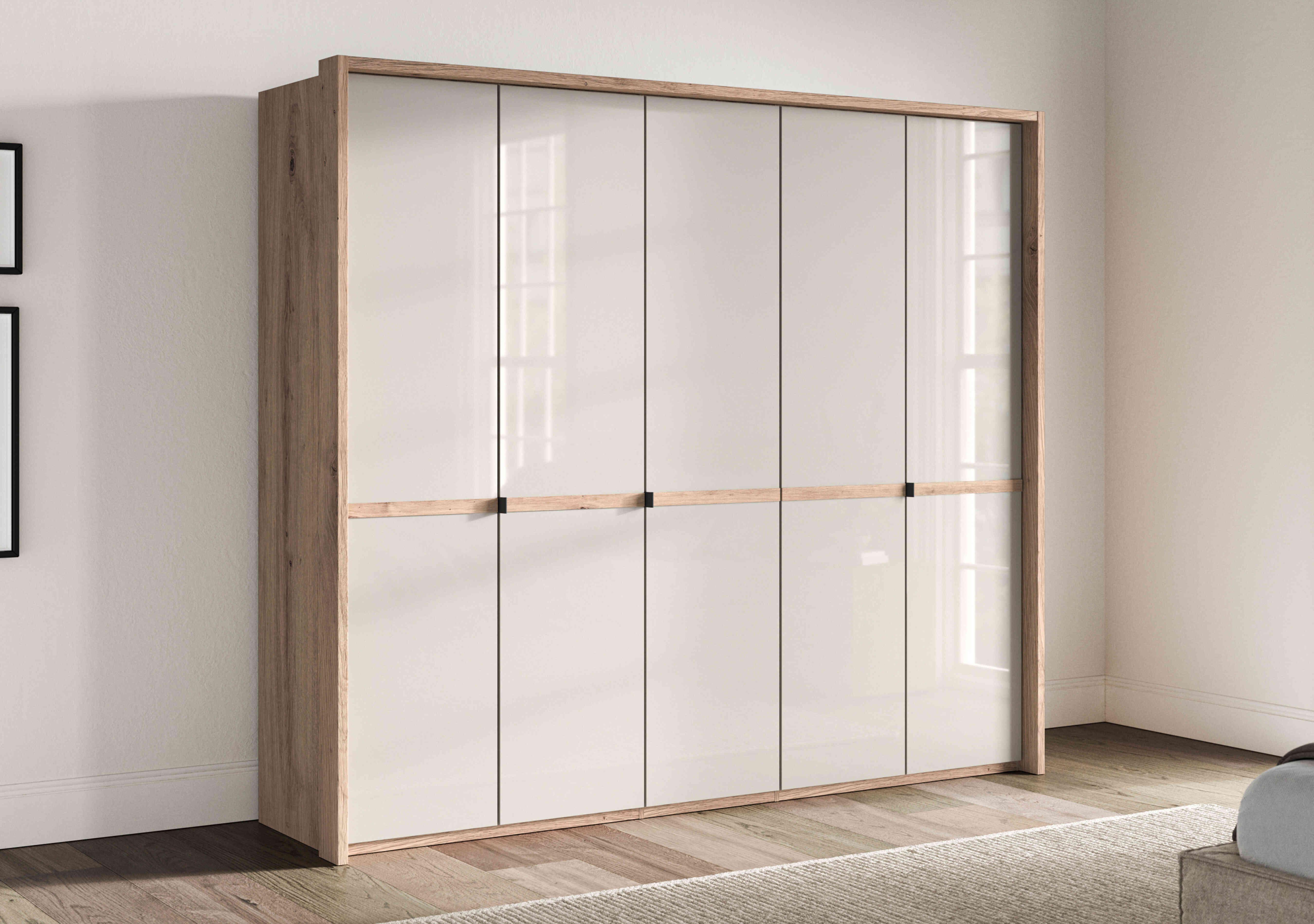 Hong Kong 5 Door Hinged Wardrobe with Glass Doors in  on Furniture Village