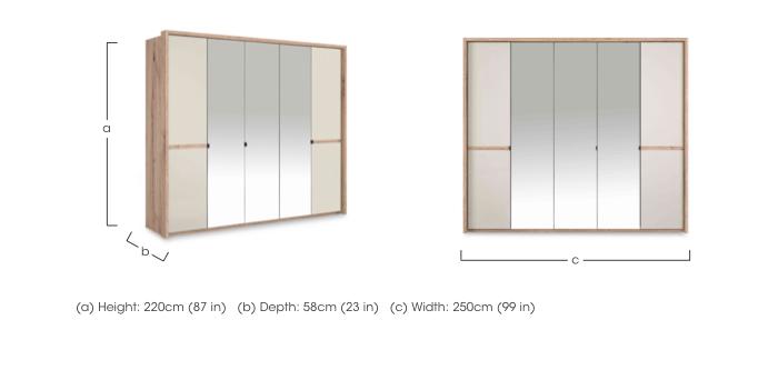 Hong Kong 5 Door Hinged Wardrobe with 2 Glass Doors and 3 Mirror Doors in  on Furniture Village