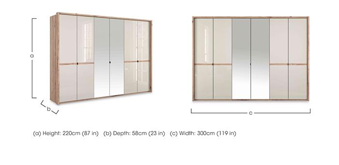 Hong Kong 6 Door Hinged Wardrobe with 4 Glass Doors and 2 Mirror Doors in  on Furniture Village