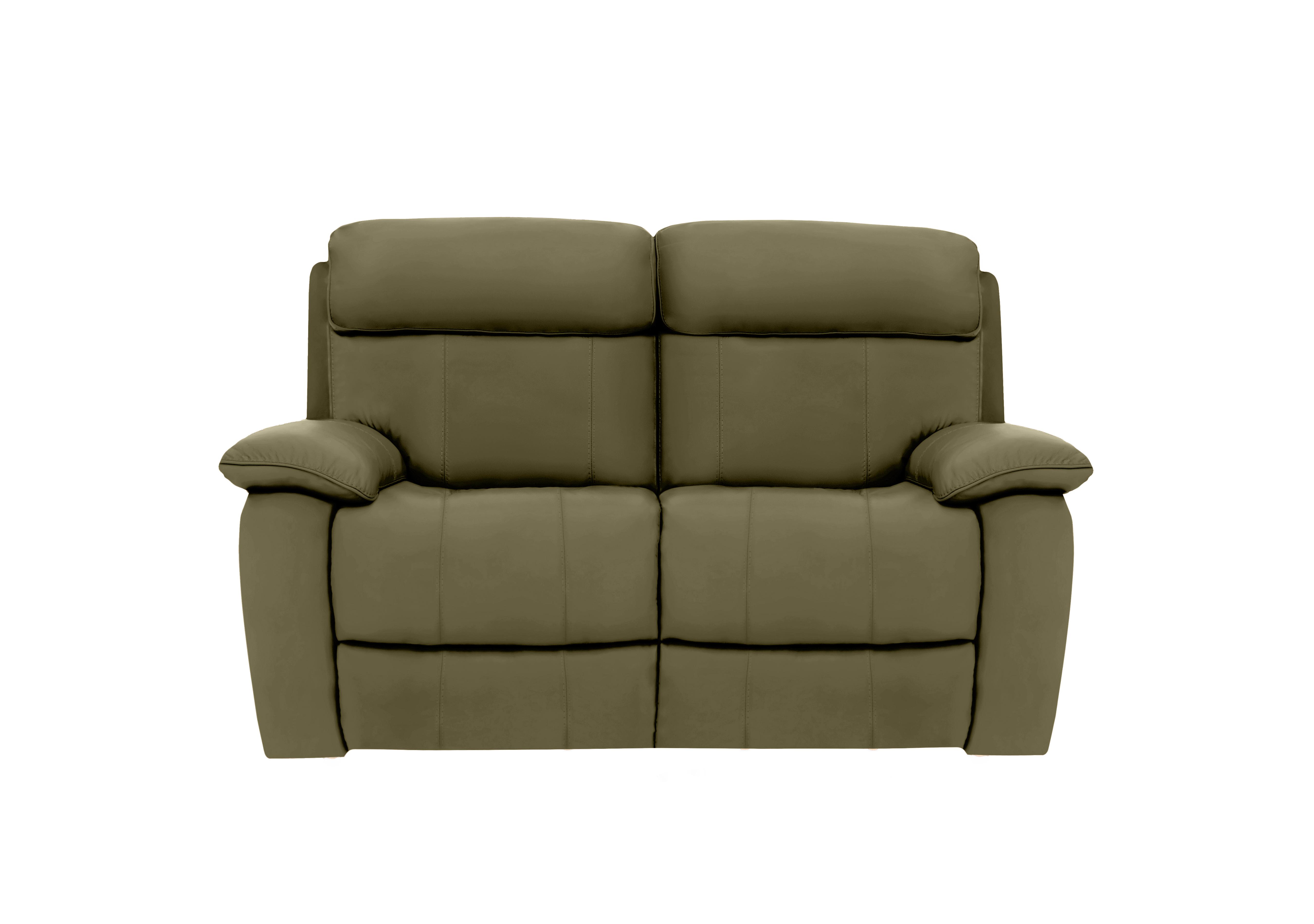 Moreno 2 Seater Leather Power Recliner Sofa with Power Headrests in Ca-699e Olive Green on Furniture Village