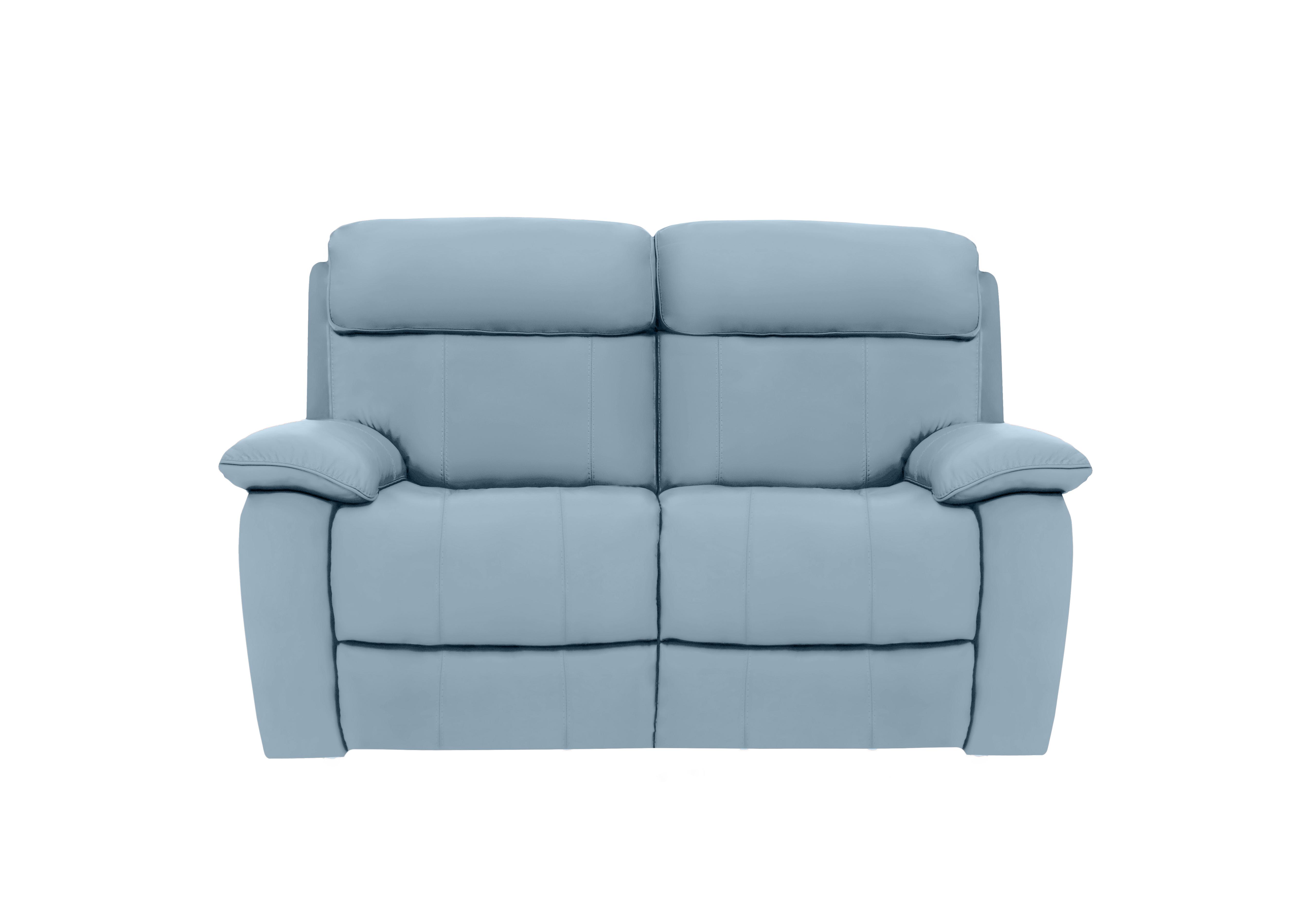 Moreno 2 Seater Leather Power Recliner Sofa with Power Headrests in Nc-026e Pearl Blue on Furniture Village
