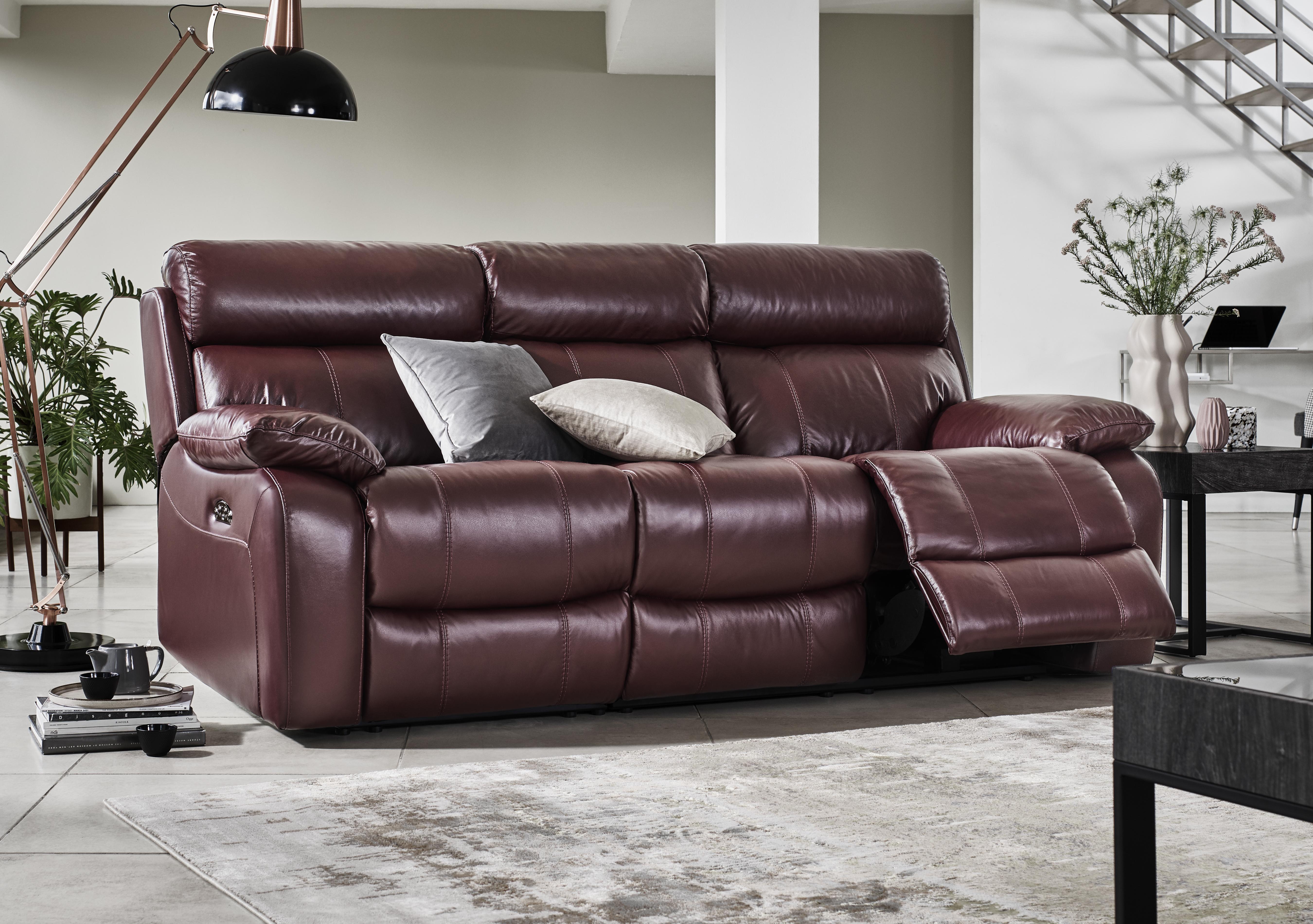 Moreno 3 Seater Leather Power Recliner Sofa with Power Headrests in  on Furniture Village