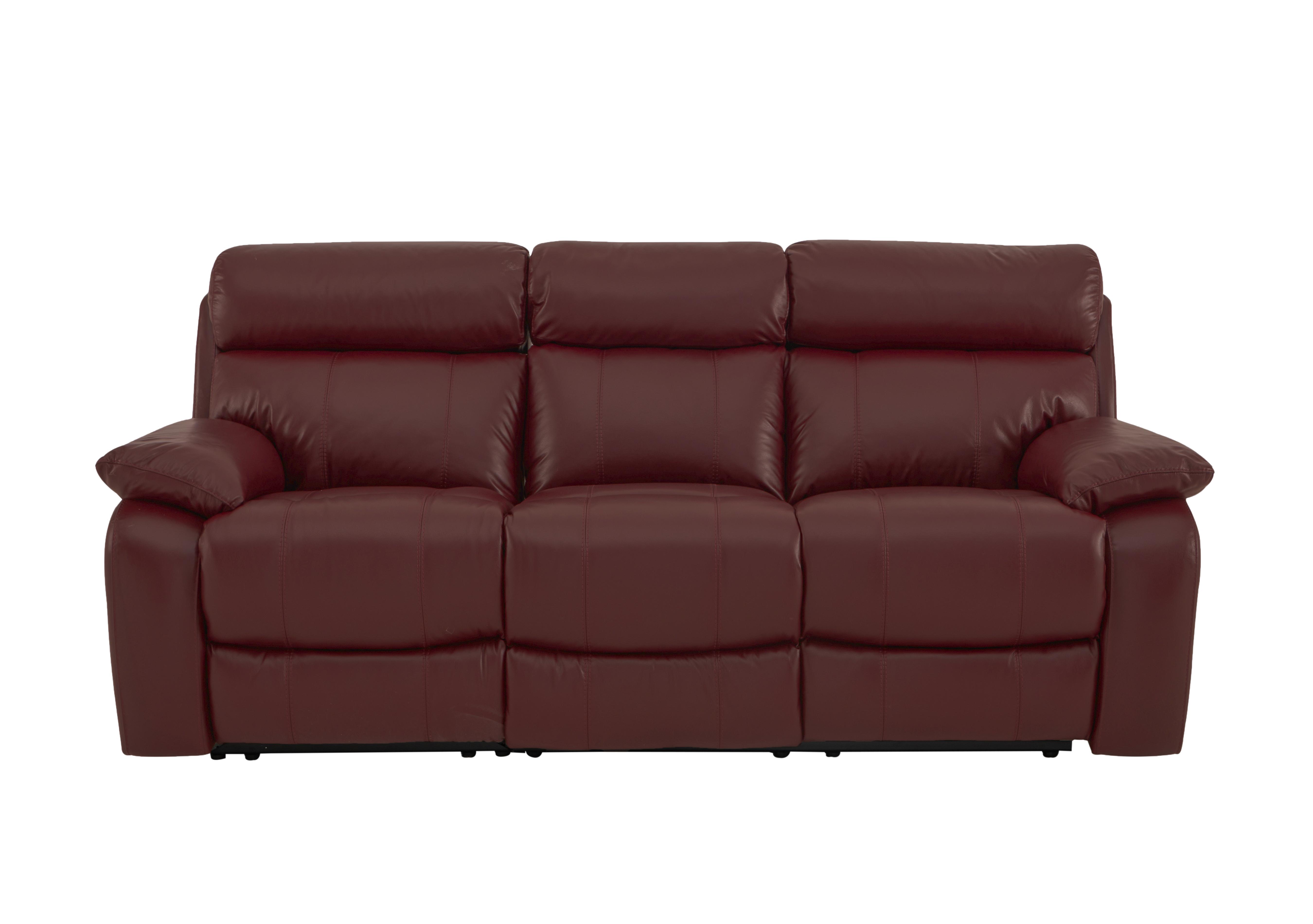 Moreno 3 Seater Leather Power Recliner Sofa with Power Headrests in An-751b Burgundy on Furniture Village