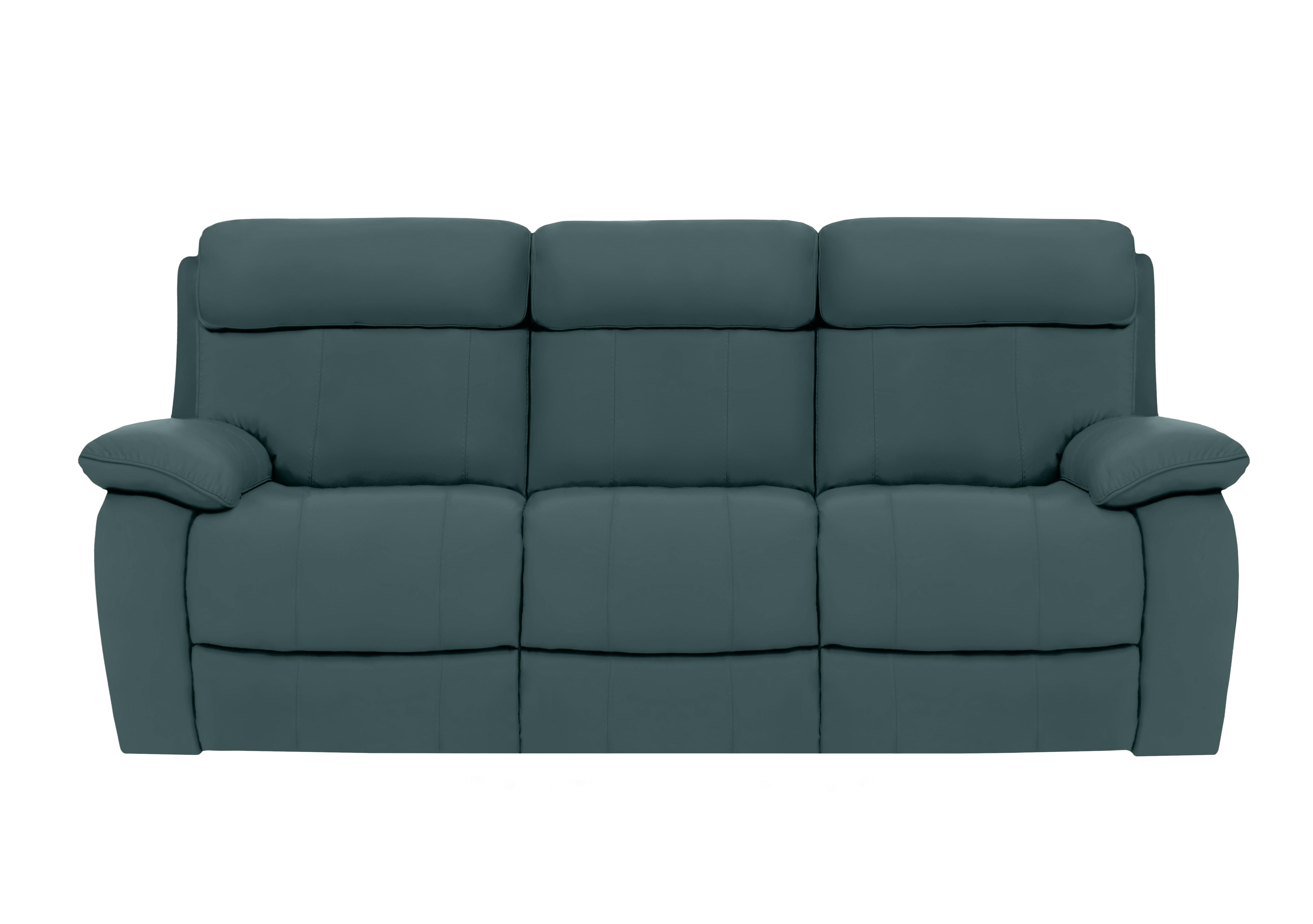 Moreno 3 Seater Leather Power Recliner Sofa with Power Headrests in Bv-301e Lake Green on Furniture Village